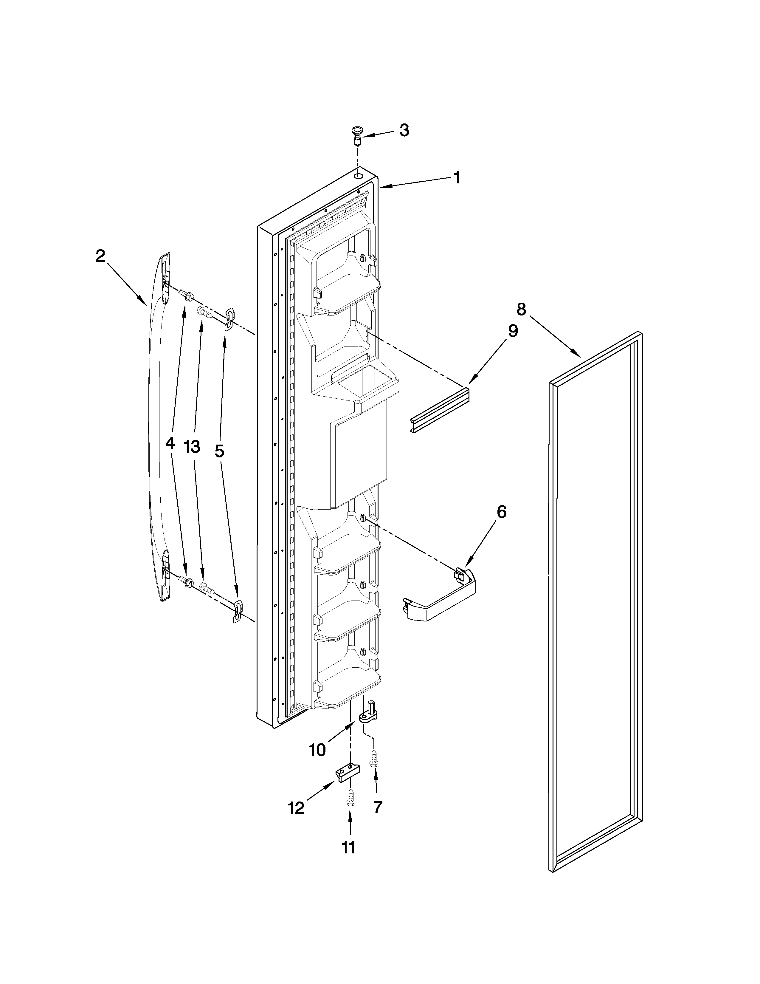 Maytag MSD2572VEW00 freezer door parts diagram