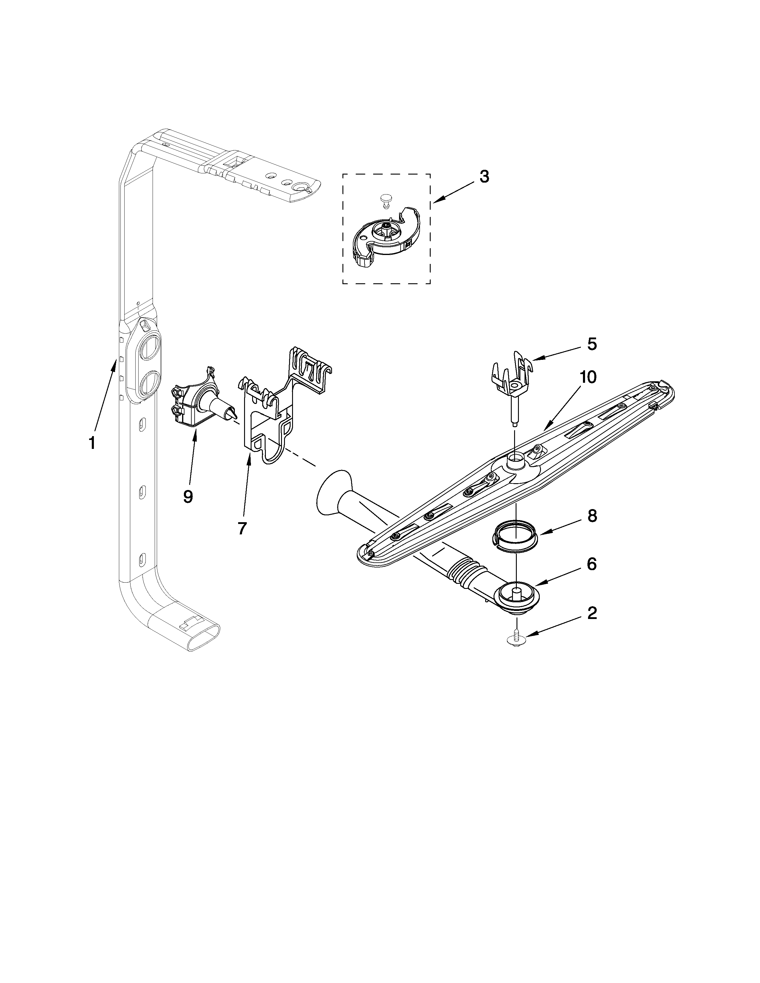 Jenn-Air JDB3000AWS1 upper wash and rinse parts diagram