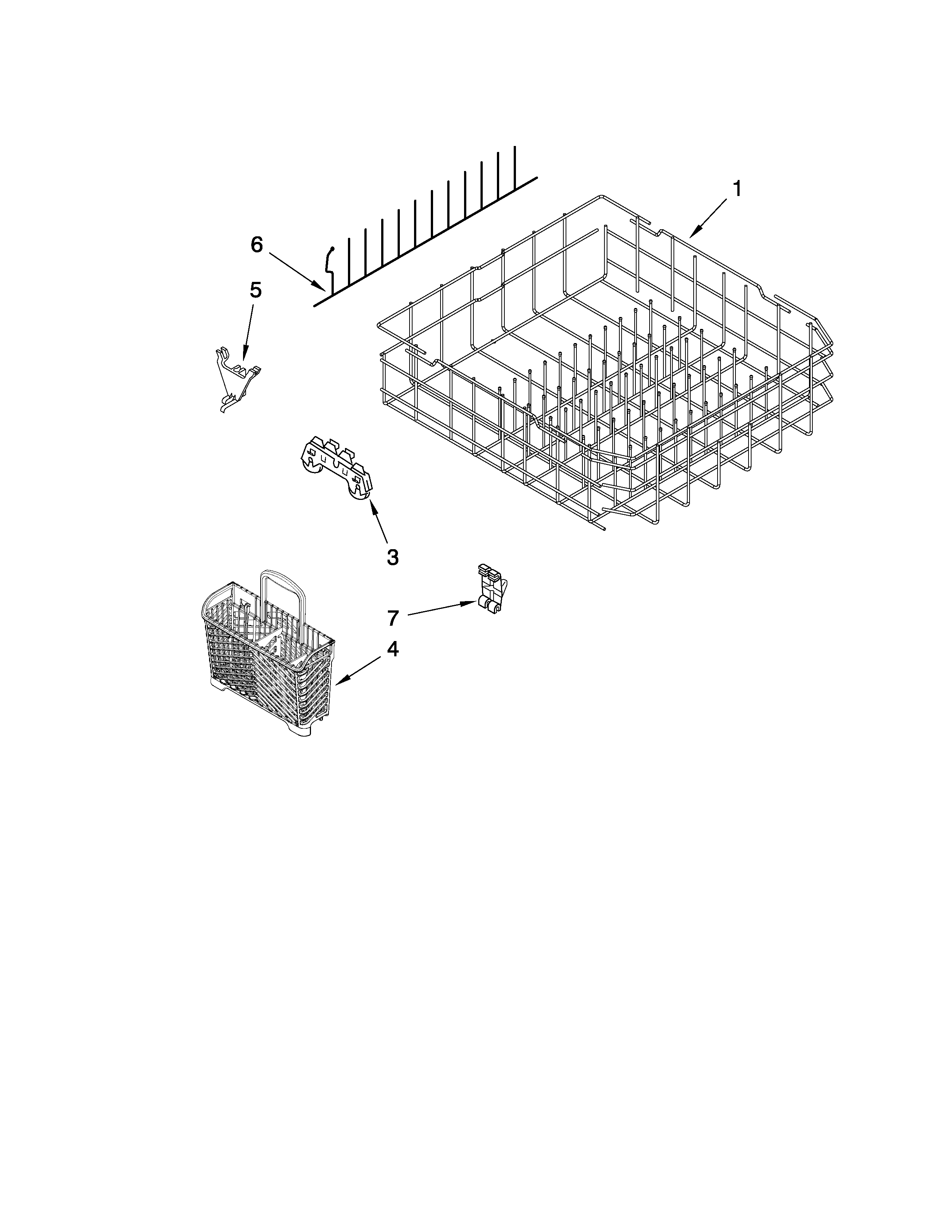 Jenn-Air JDB3000AWS1 lower rack parts diagram
