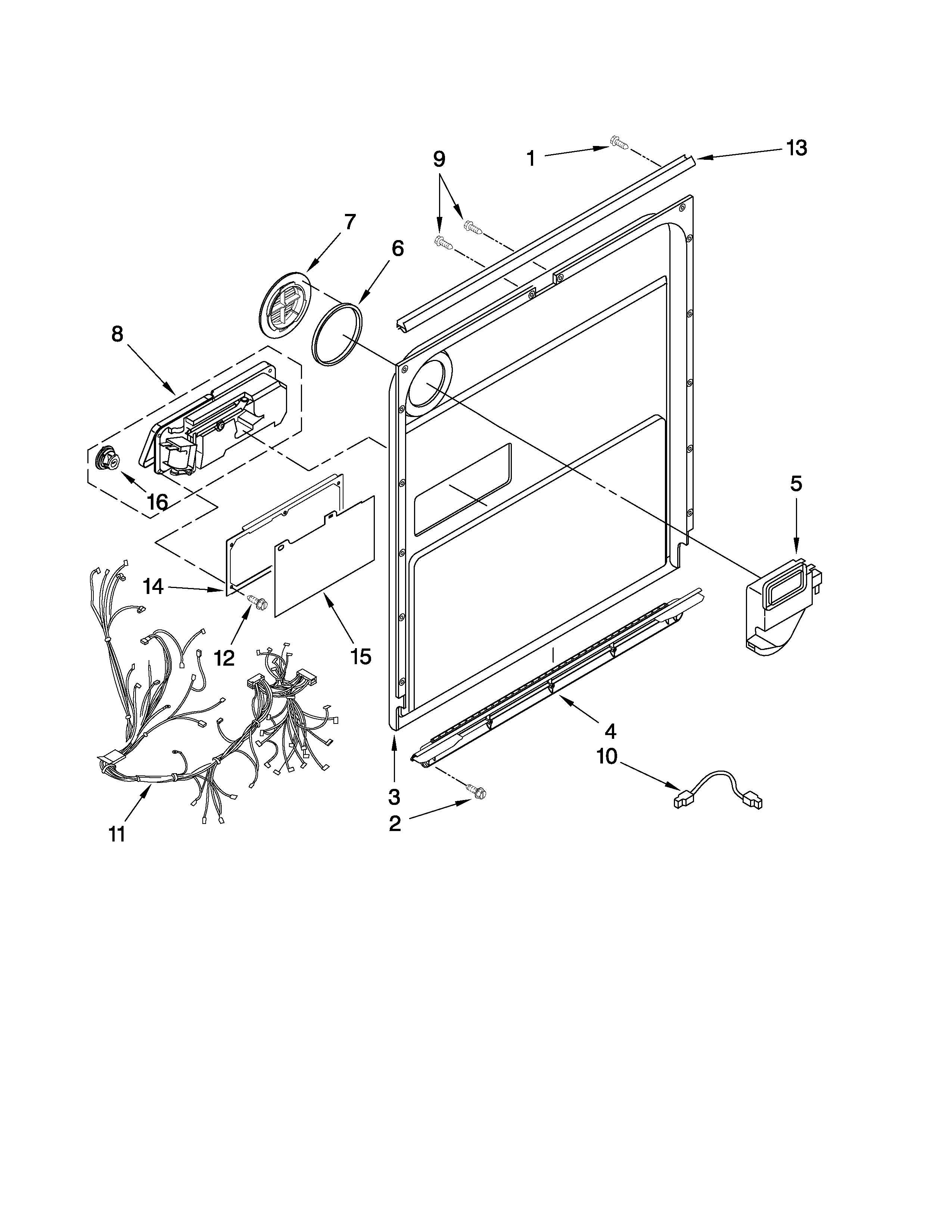 Jenn-Air JDB3650AWR1 door and latch parts diagram