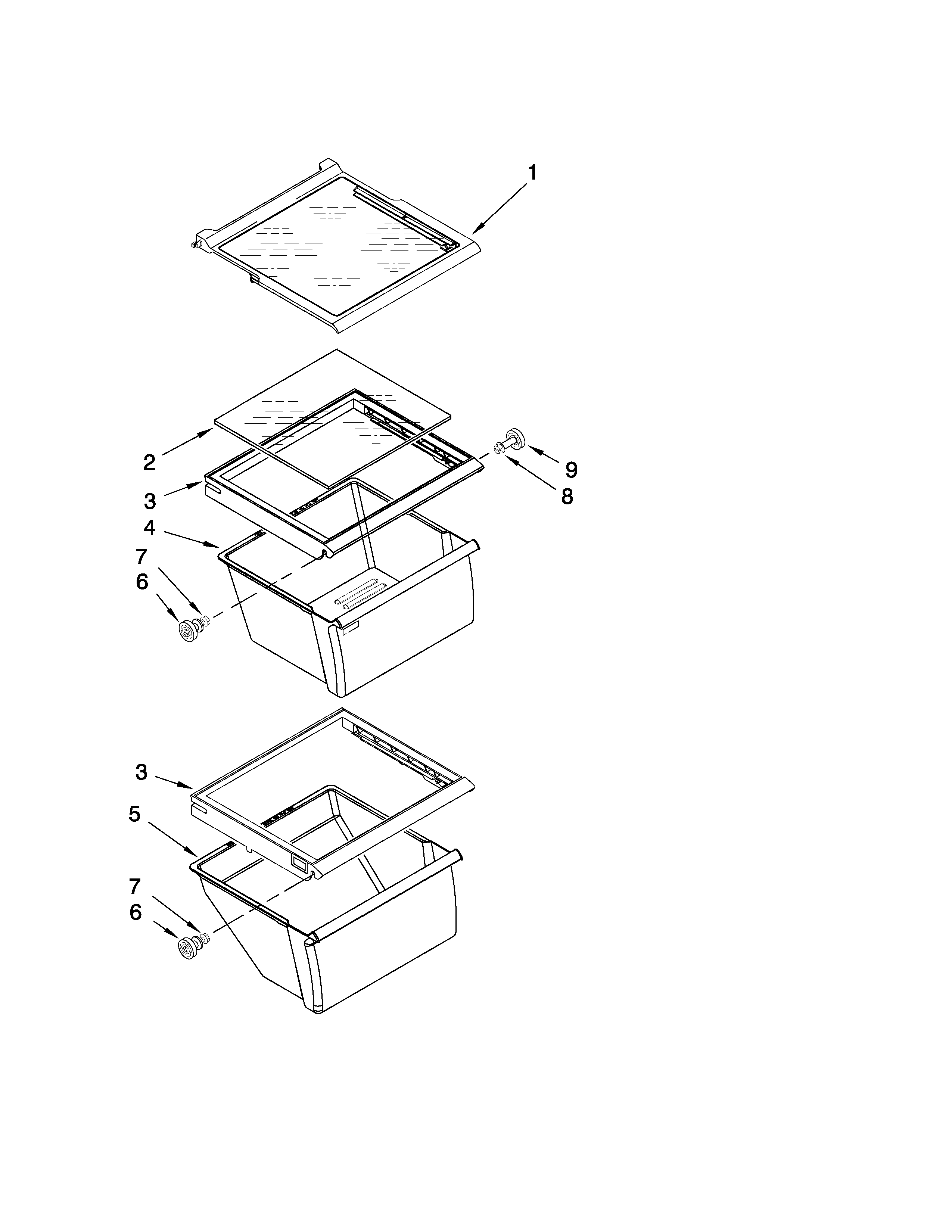 Amana ASD2523WRW00 refrigerator shelf parts diagram