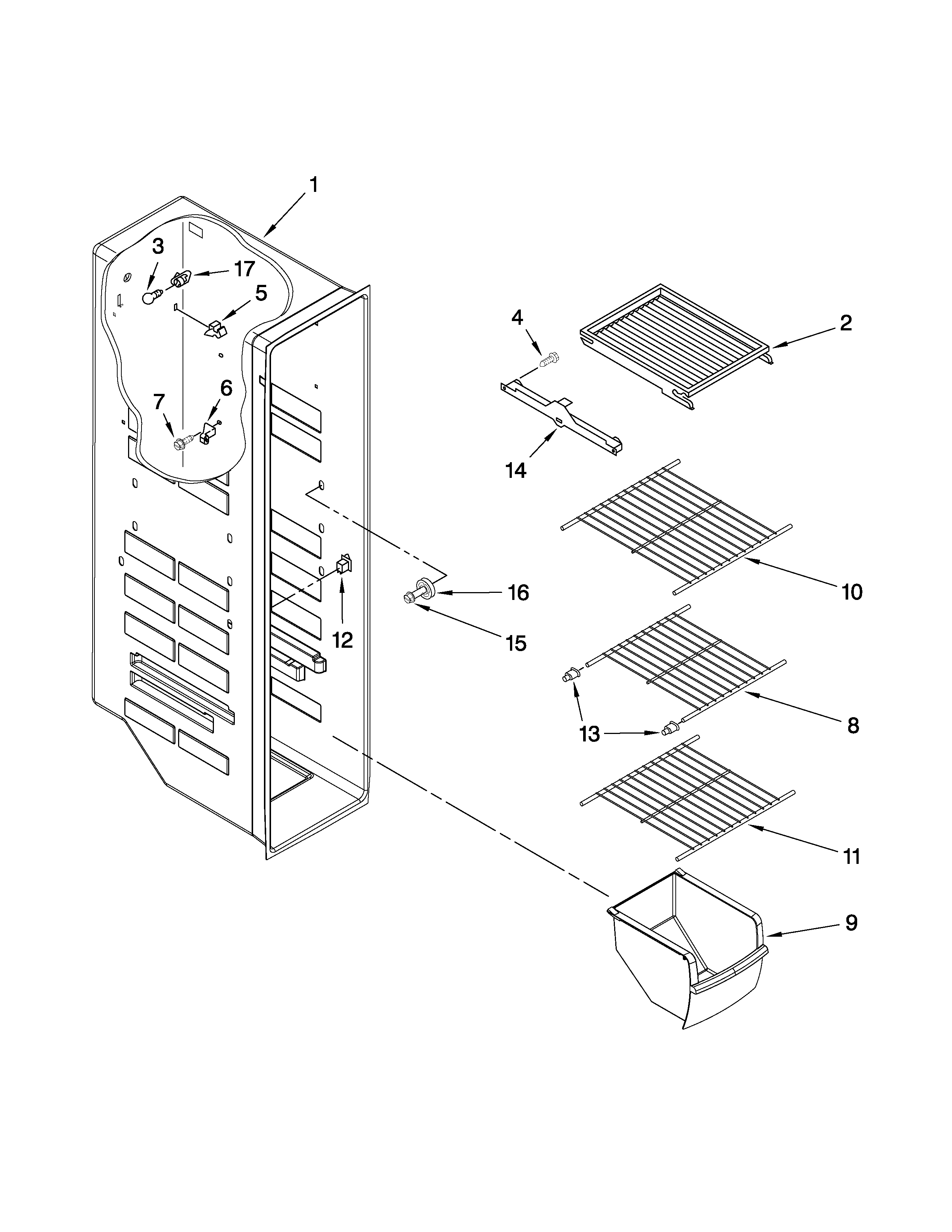 Amana ASD2523WRW00 freezer liner parts diagram