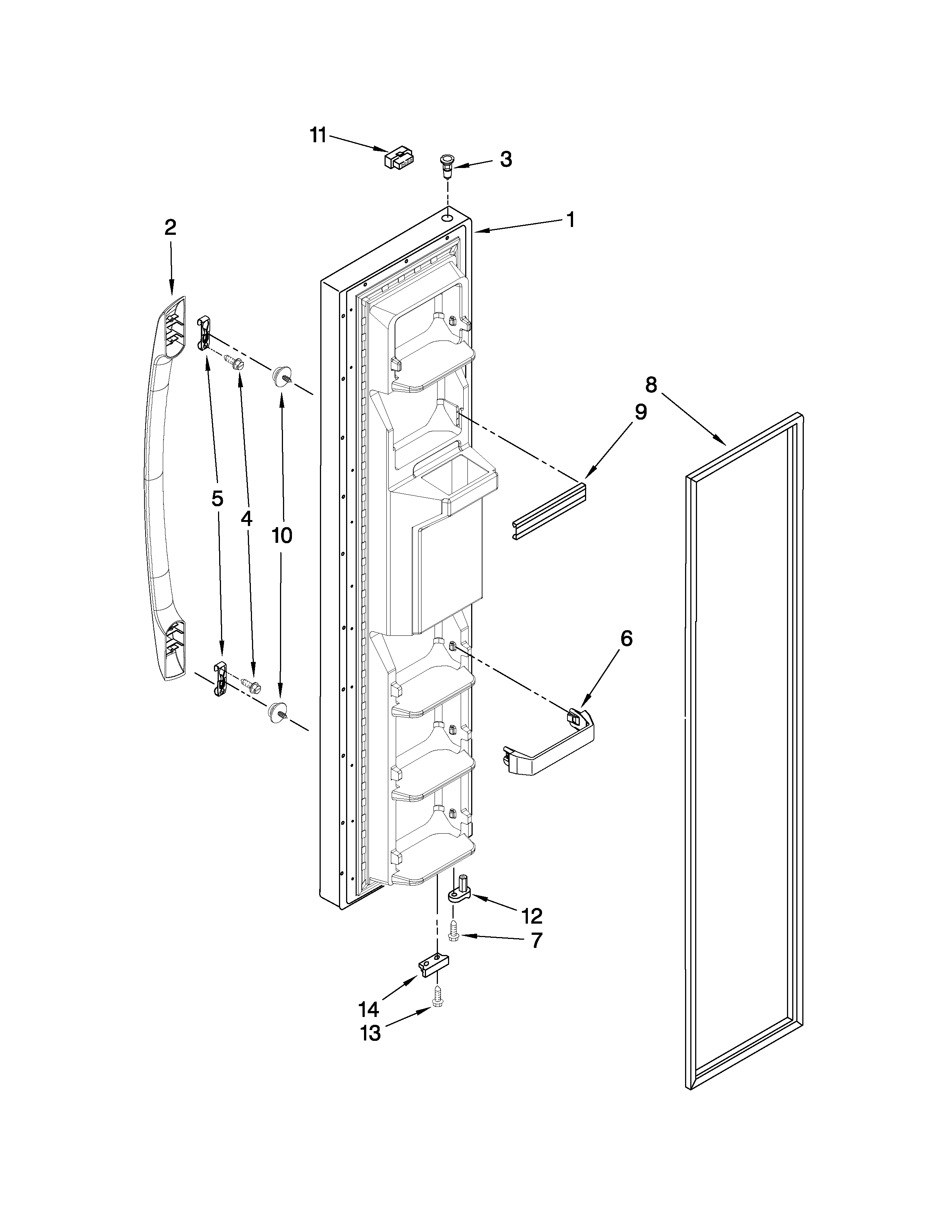 Amana ASD2523WRW00 freezer door parts diagram