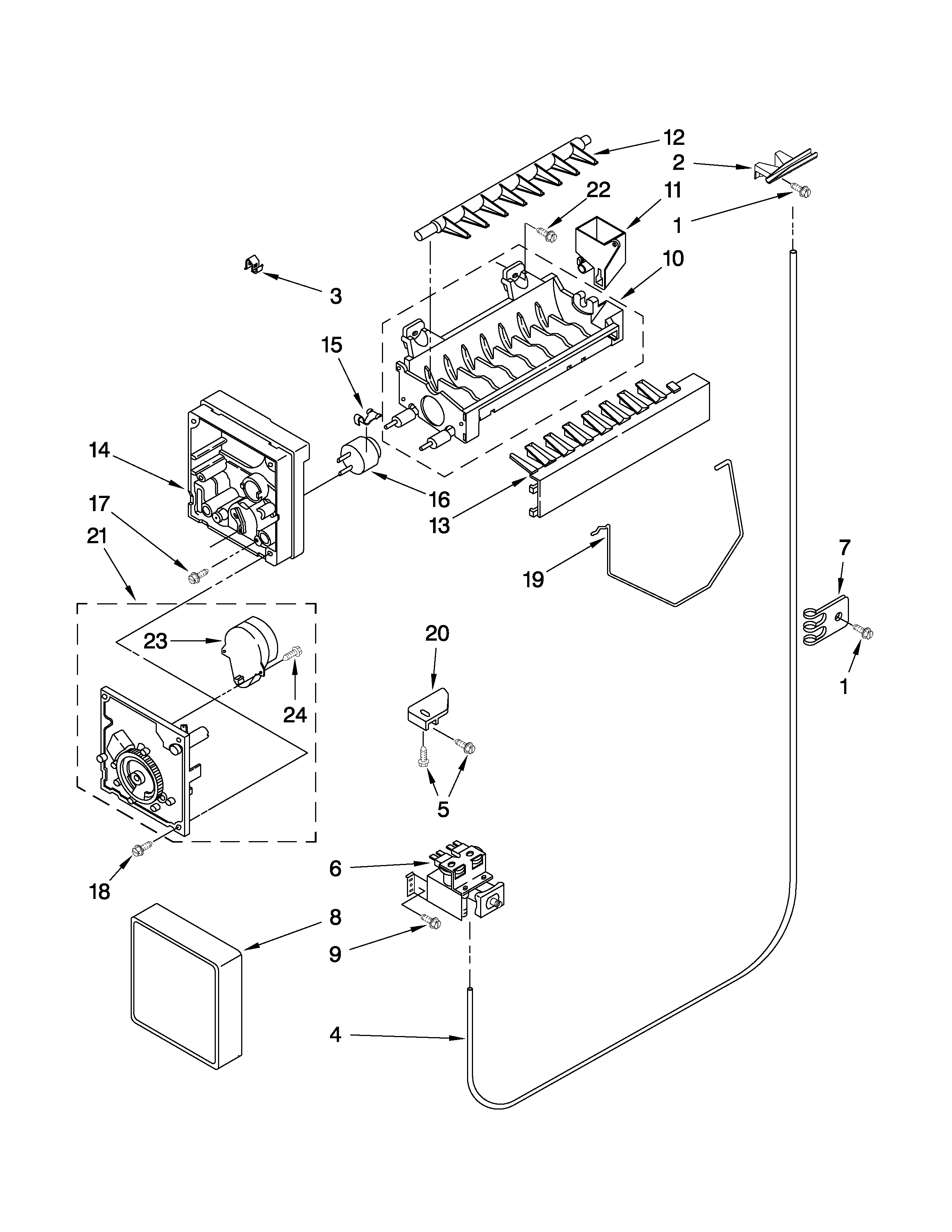Amana ASD2523WRW00 icemaker parts diagram