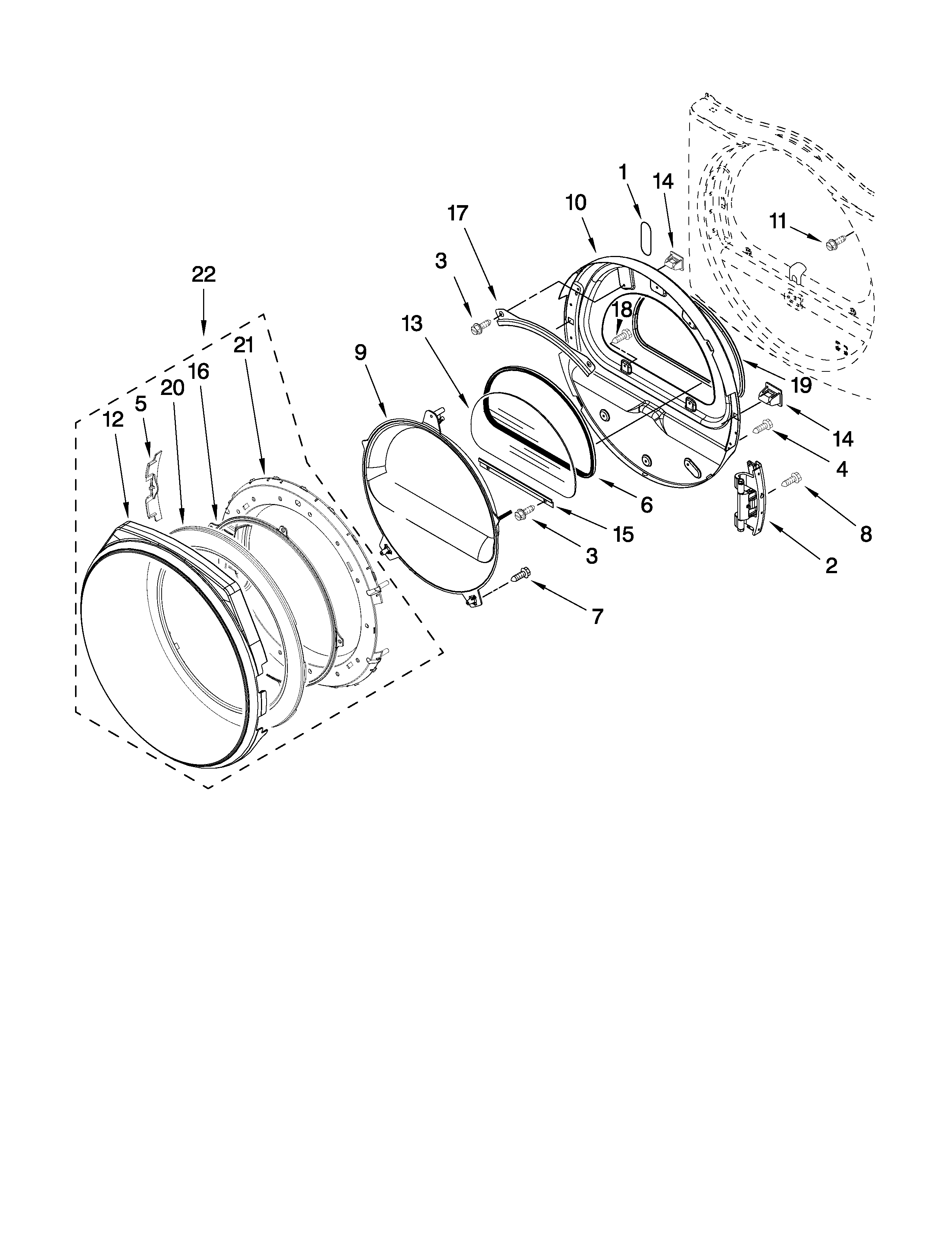 Whirlpool WGD9150WW0 door parts diagram