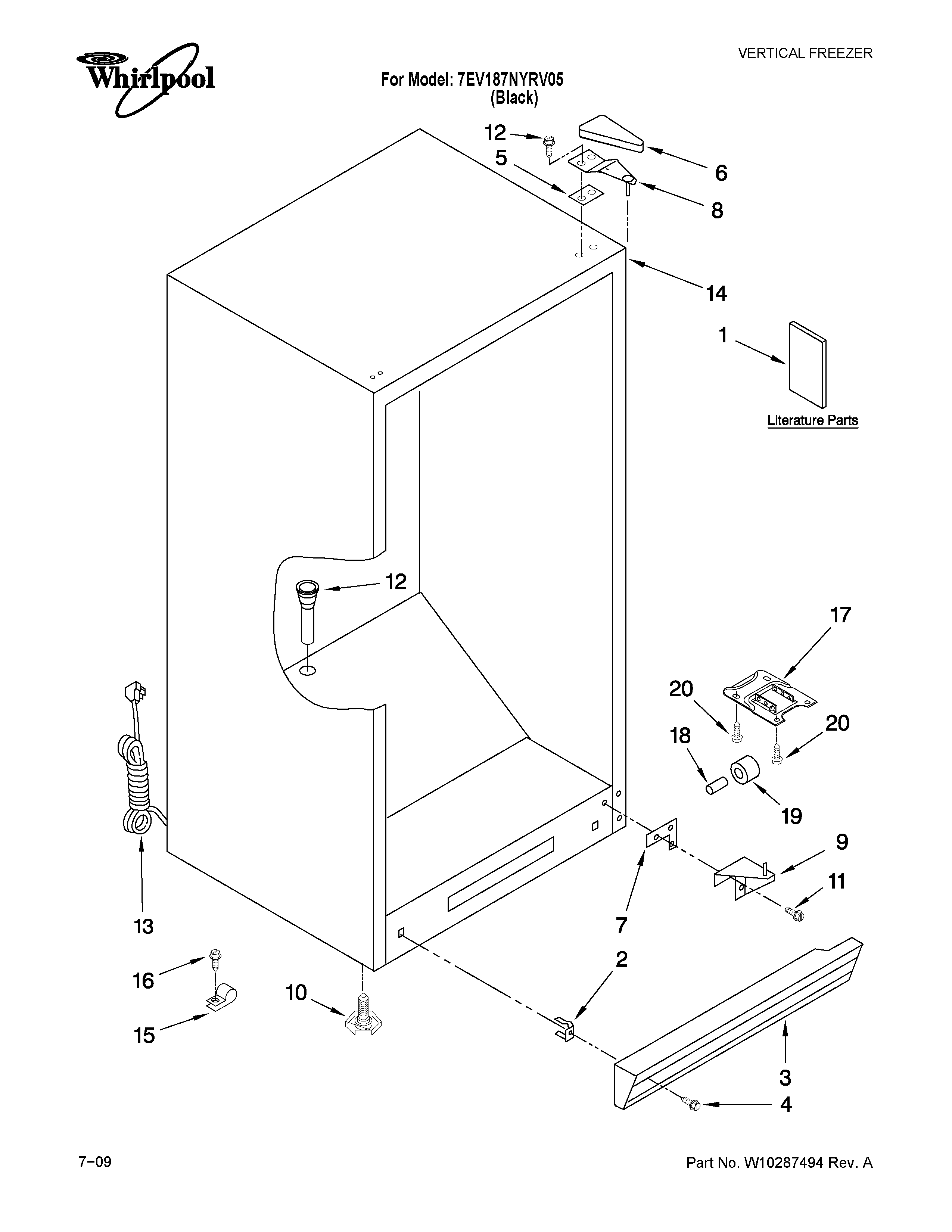 Whirlpool 7EV187NYRV05 cabinet parts diagram