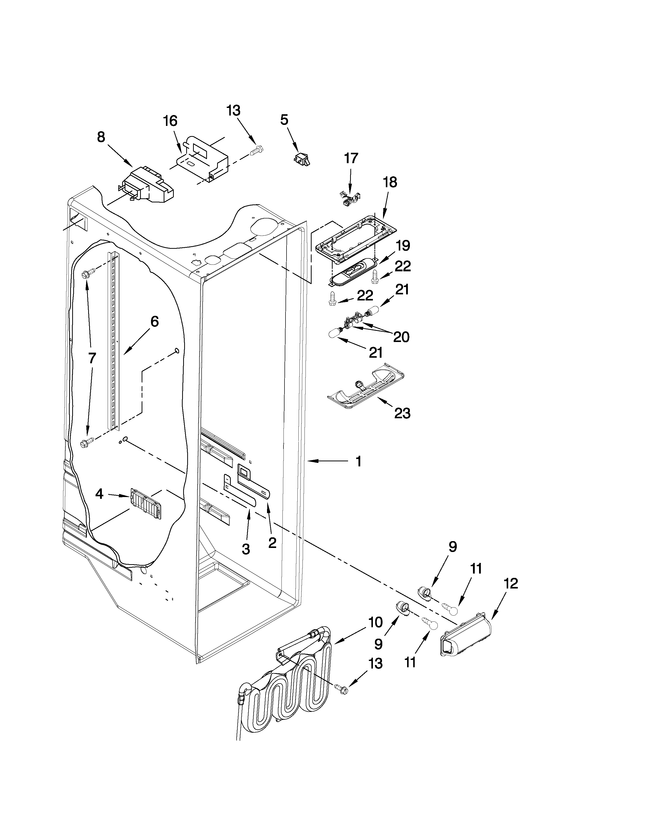 Whirlpool GD5DHAXVB04 refrigerator liner parts diagram