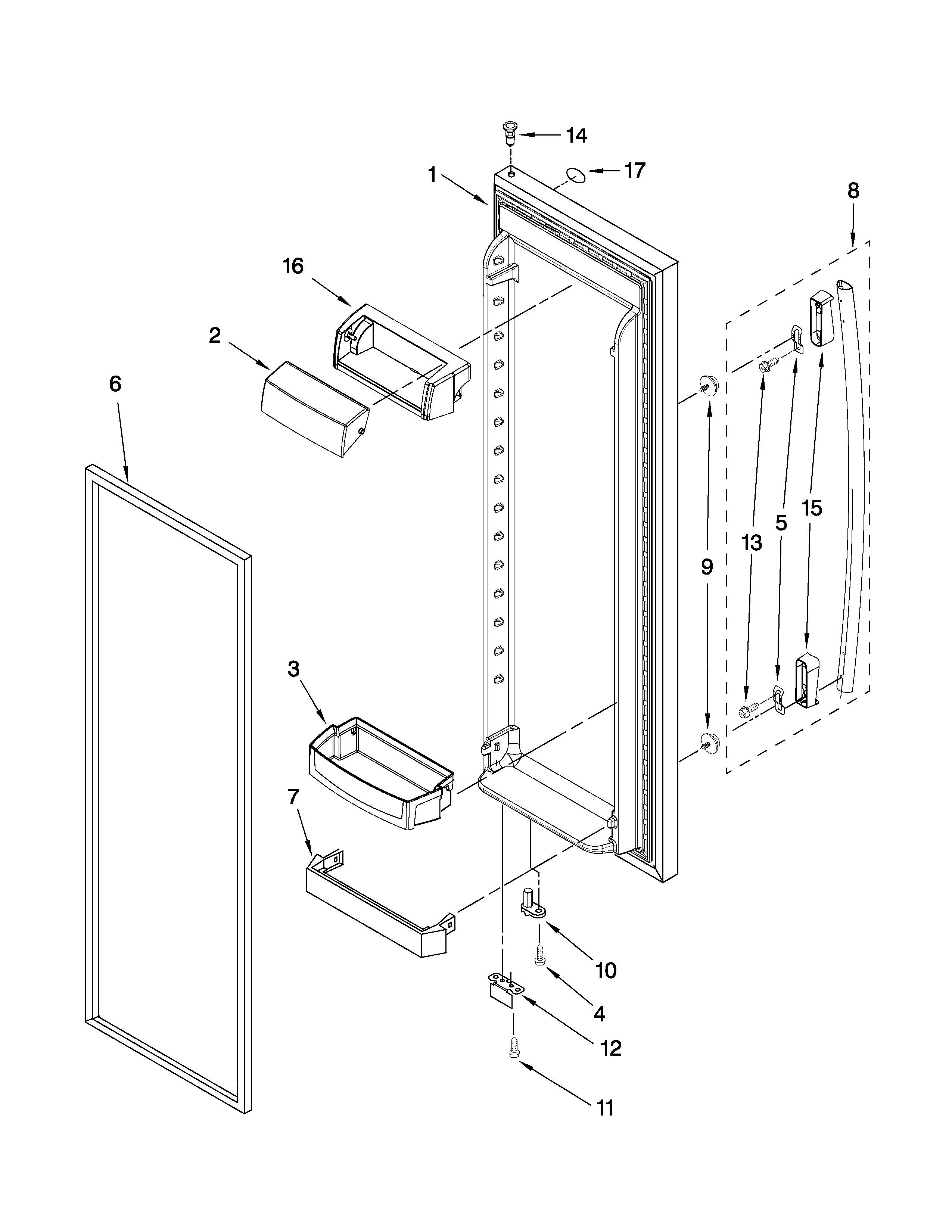 Whirlpool GD5DHAXVB04 refrigerator door parts diagram