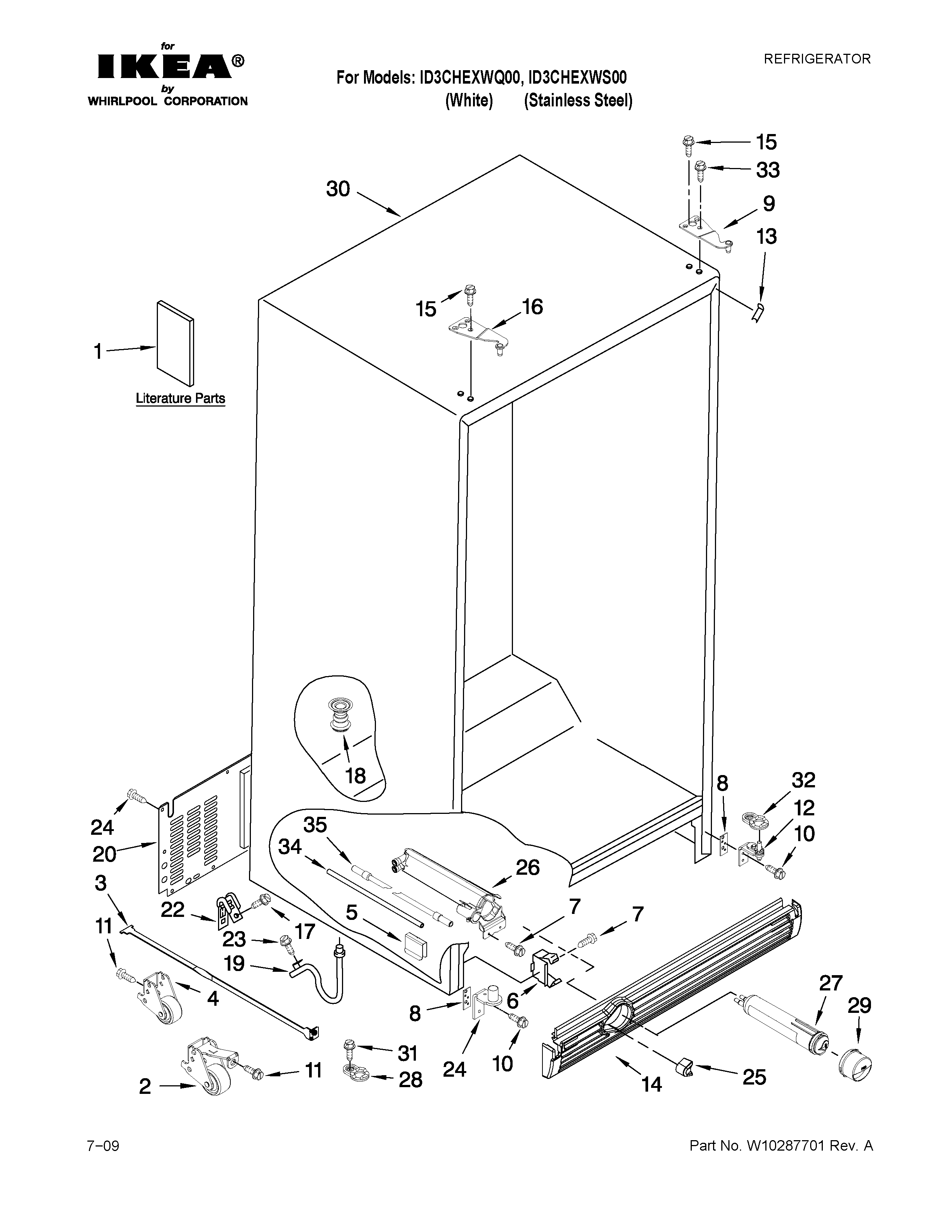 Ikea ID3CHEXWS00 cabinet parts diagram