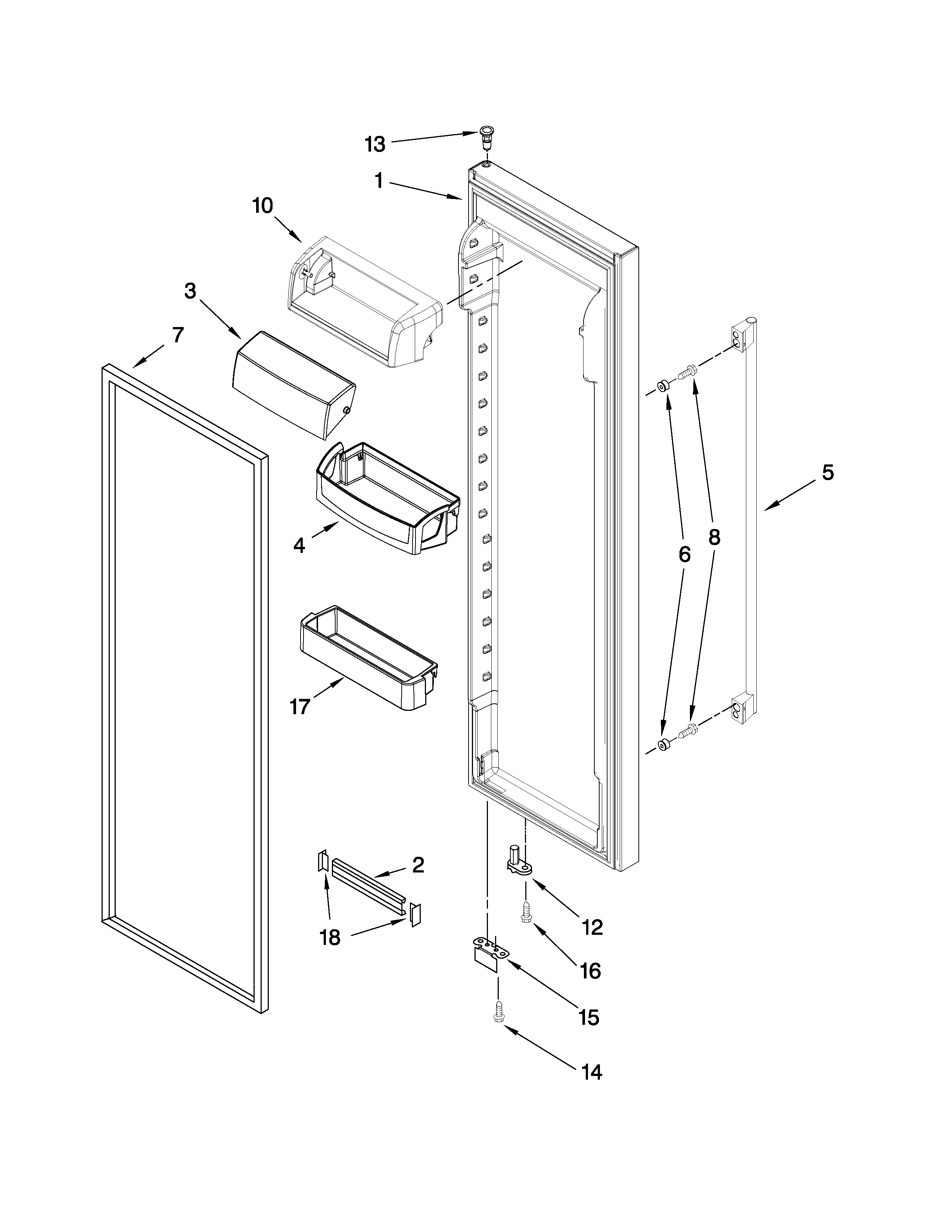 Ikea ID3CHEXWS00 refrigerator door parts diagram