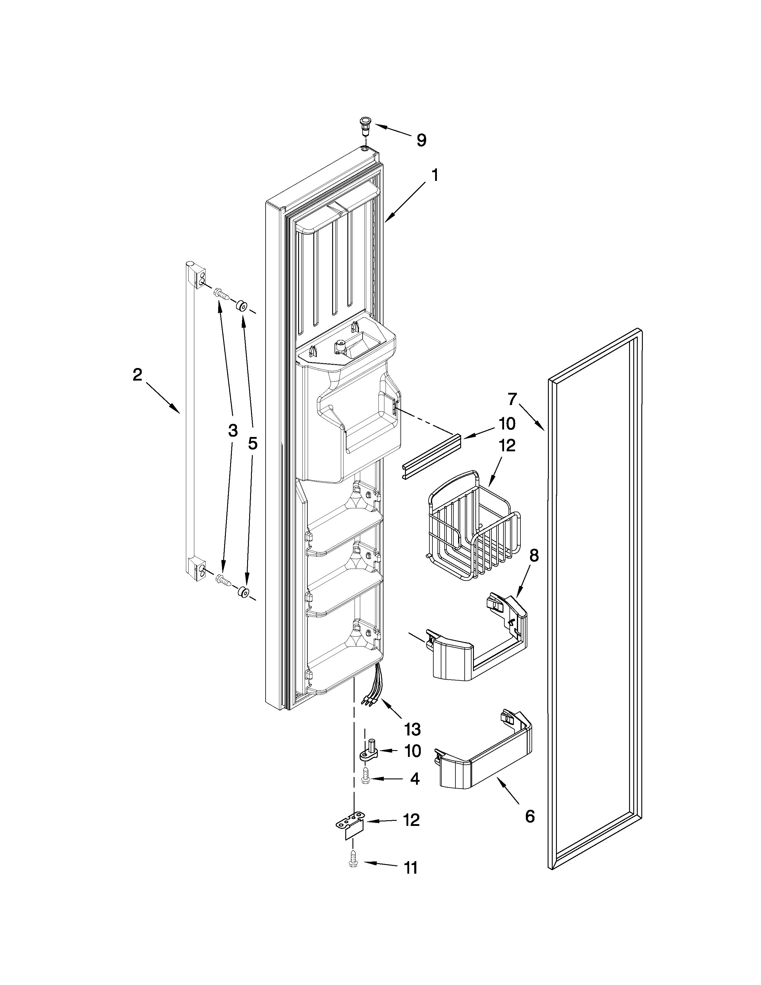 Ikea ID3CHEXWS00 freezer door parts diagram
