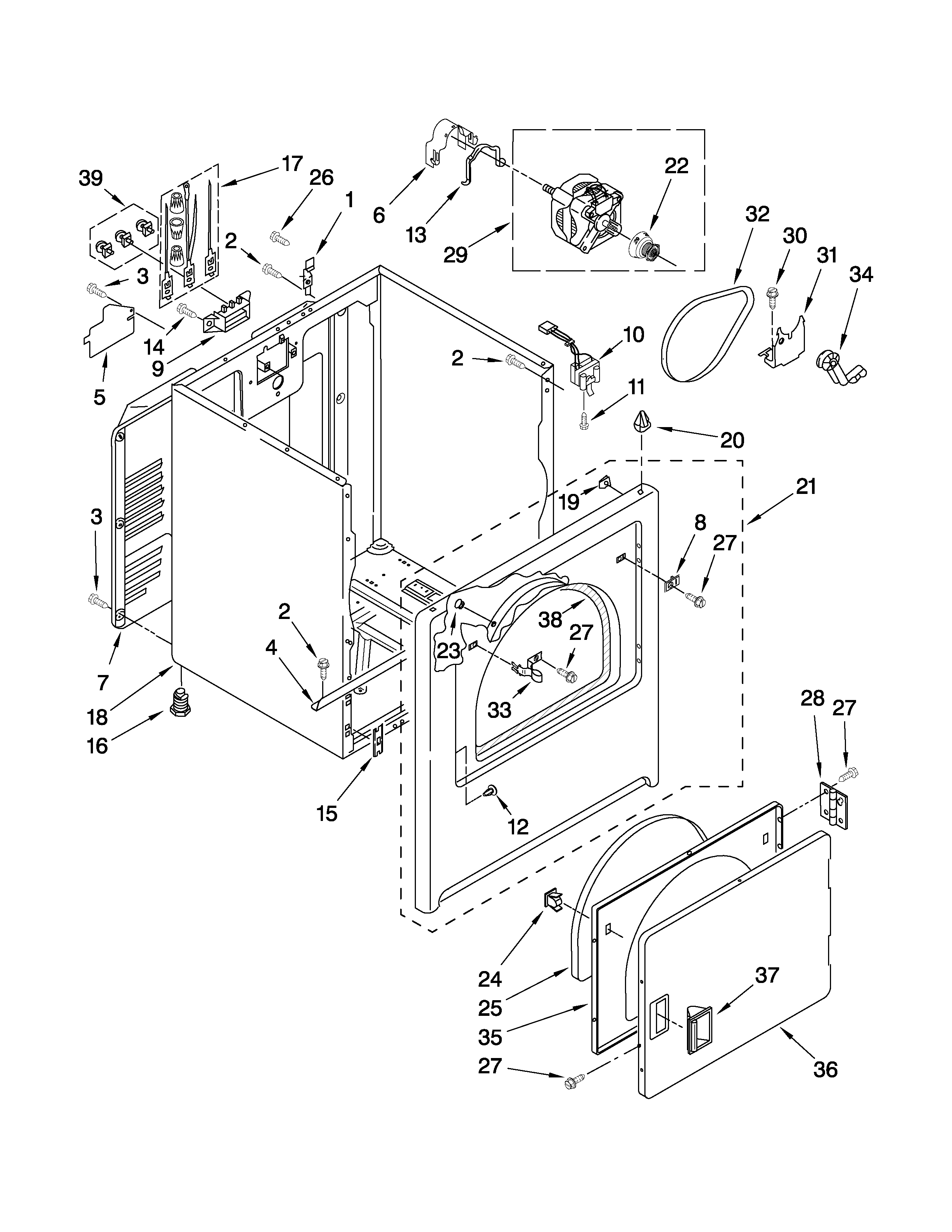Amana NED4500VQ0 cabinet parts diagram