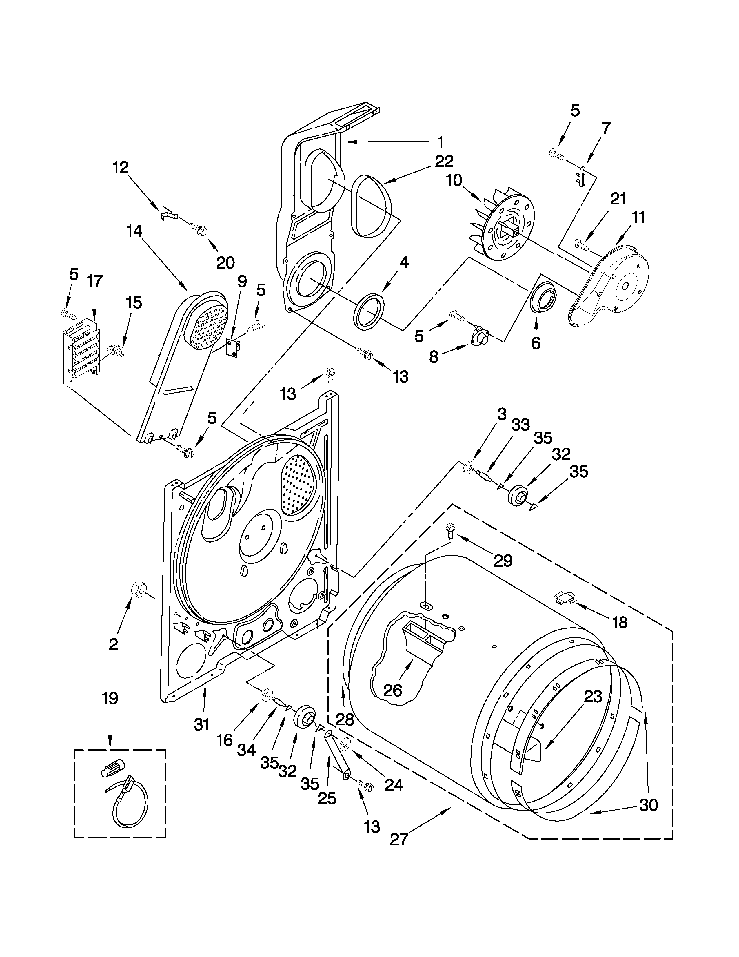 Amana NED4500VQ0 bulkhead parts diagram