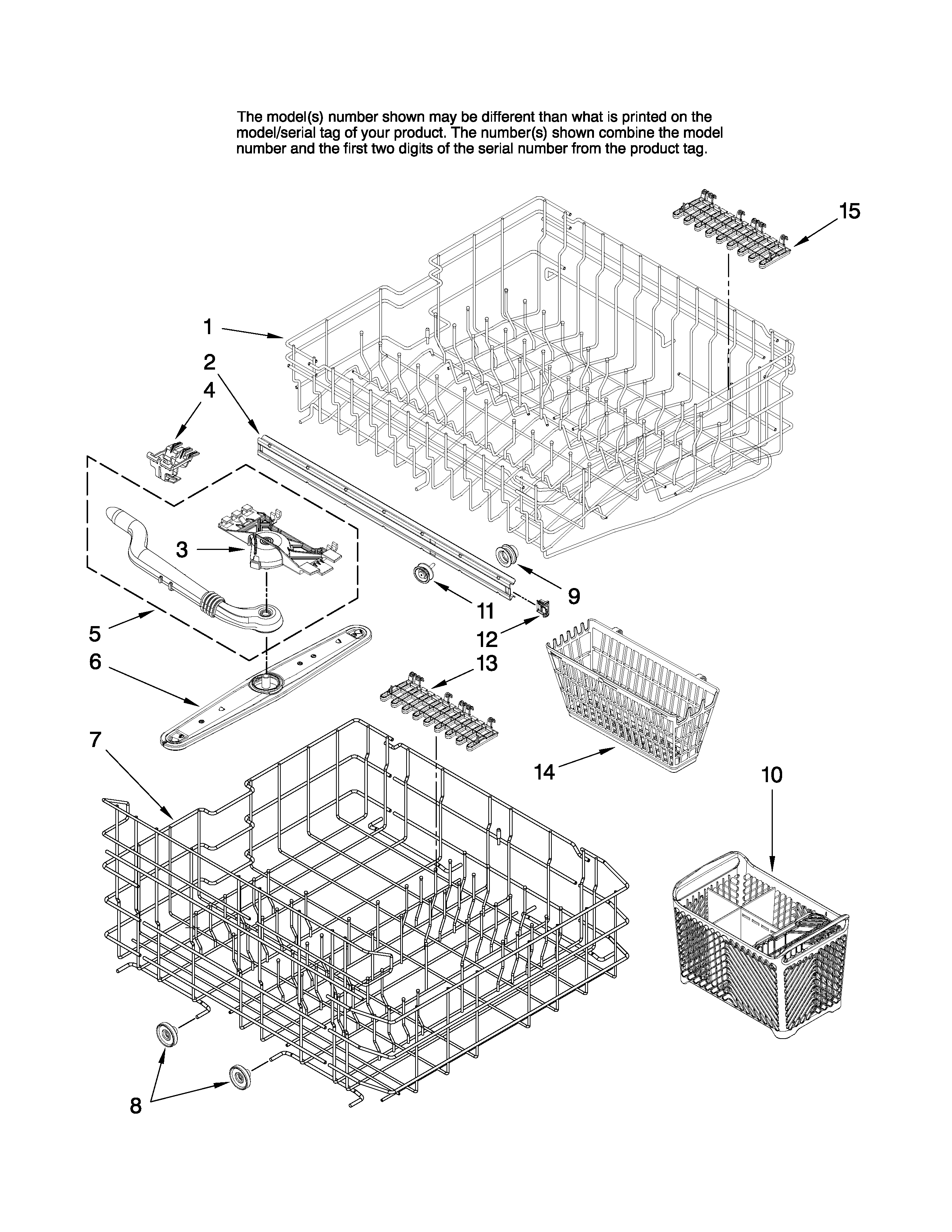 Maytag MDB5601AWQ2 upper and lower rack parts diagram