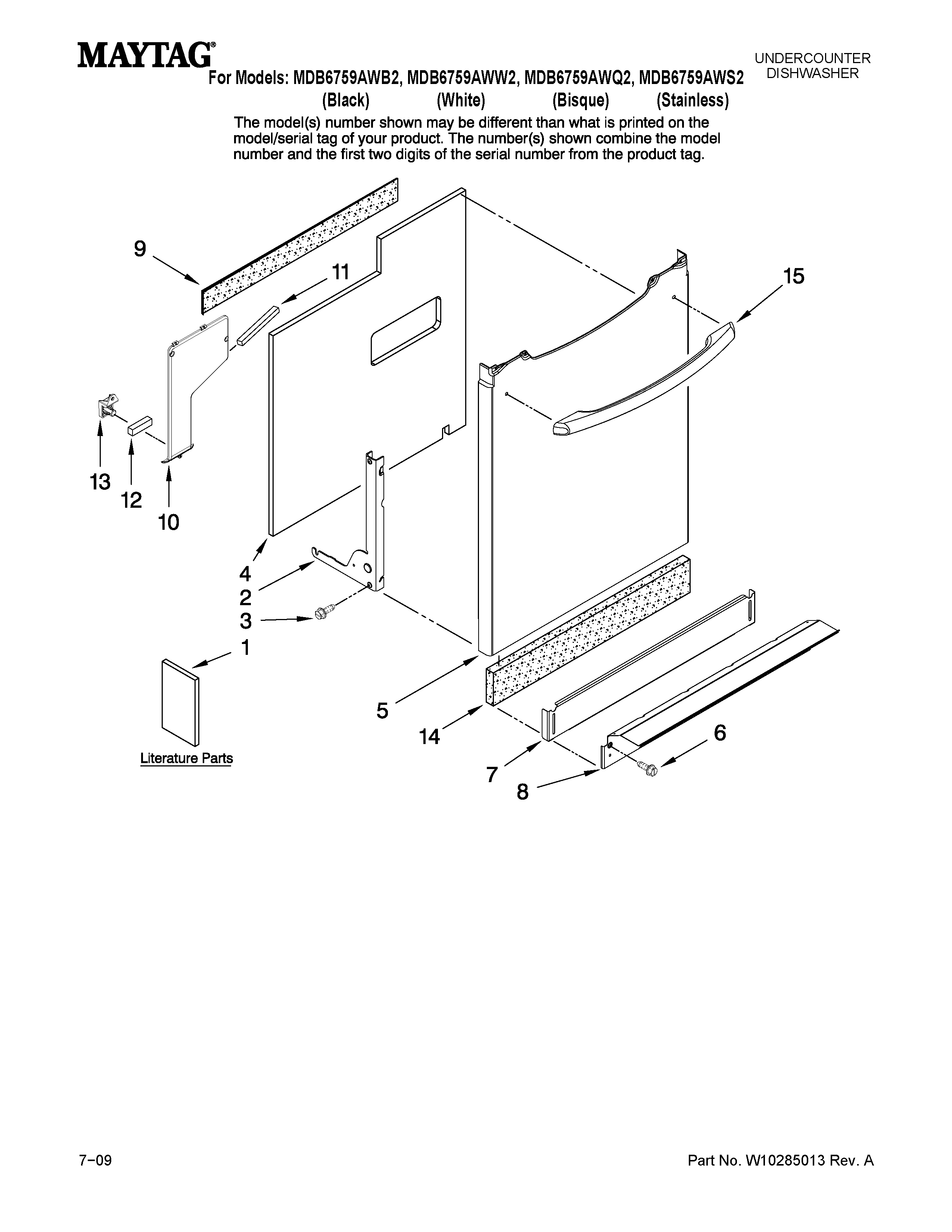 Maytag MDB6759AWB2 door and panel parts diagram