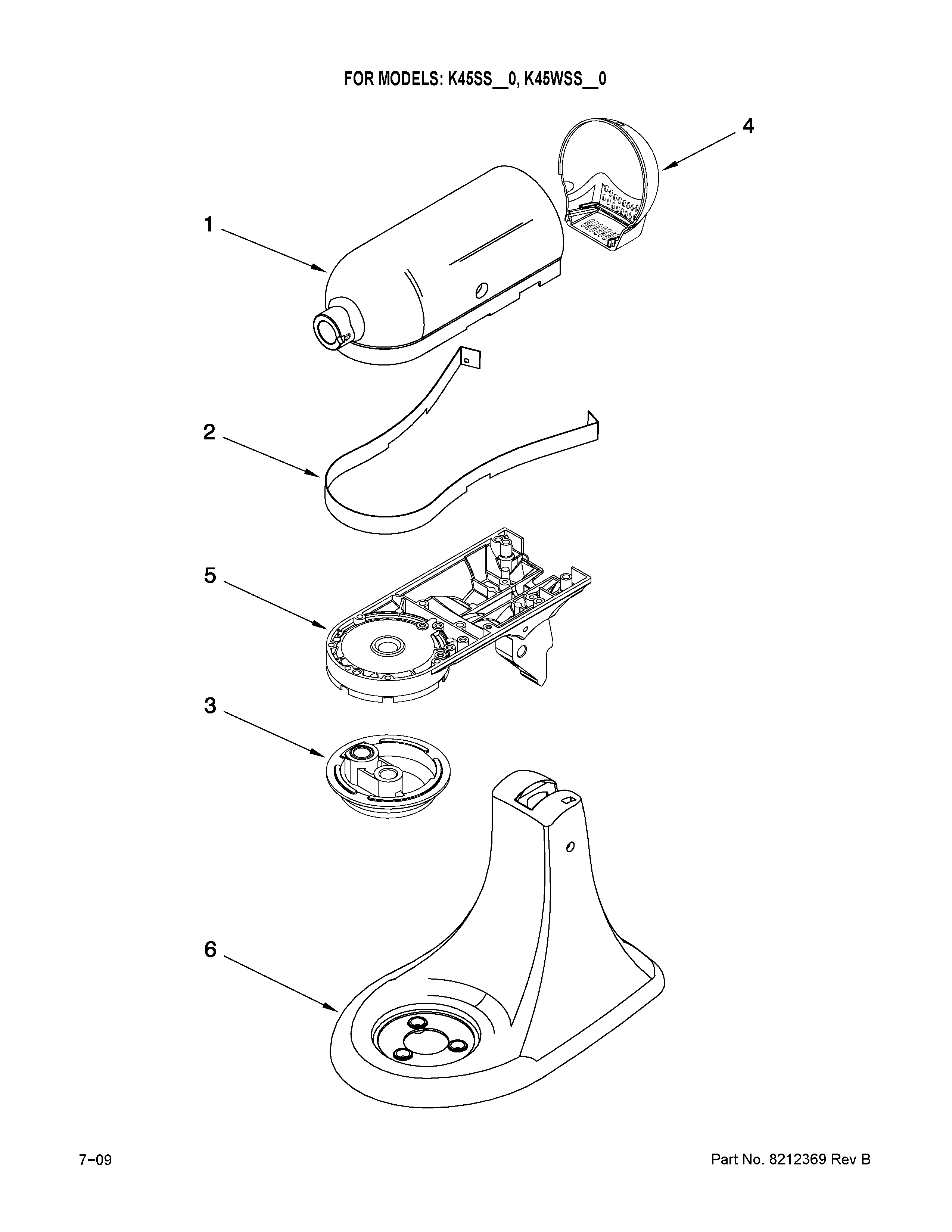 KitchenAid K45SSDAL-0 color variation parts diagram