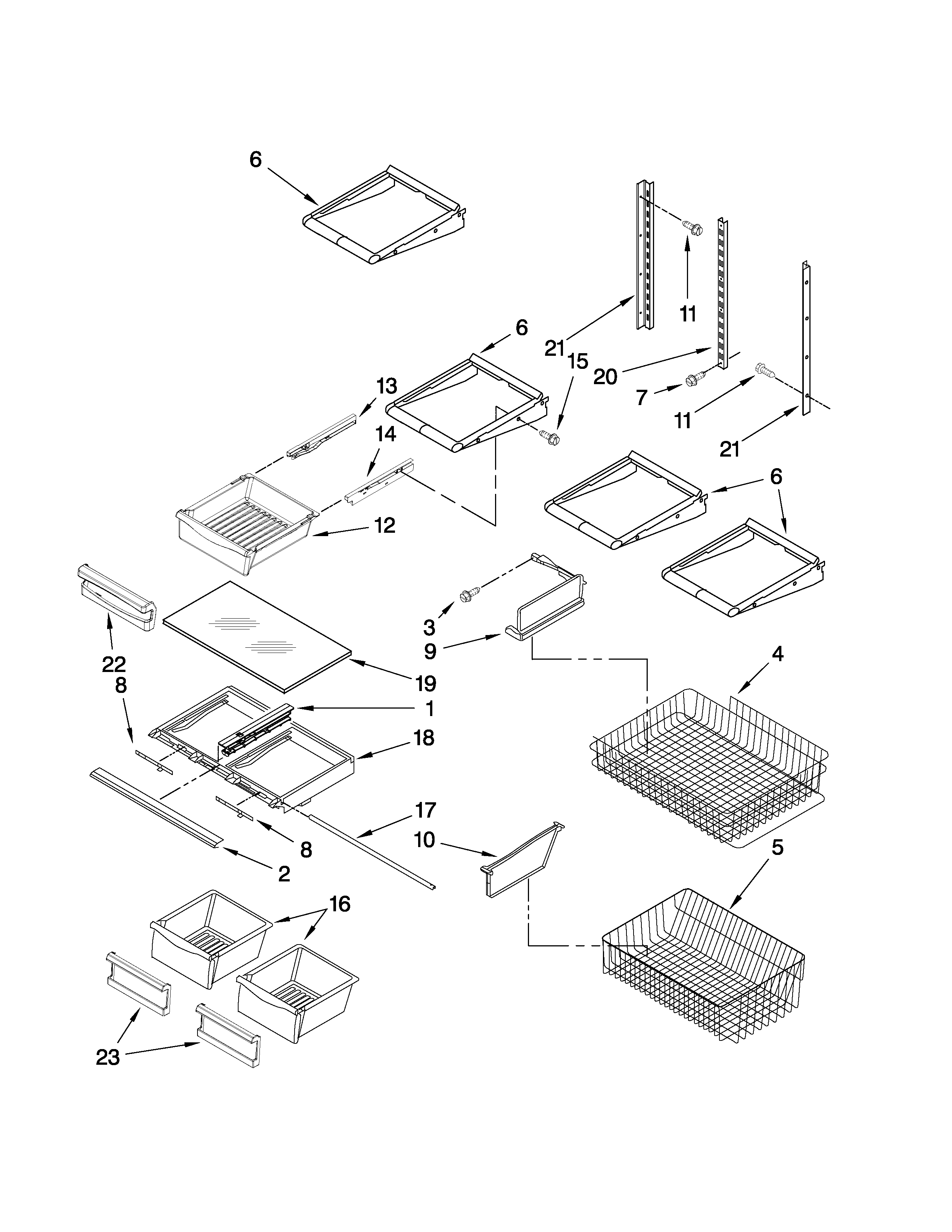 Whirlpool EB9FVHRVS01 shelf parts diagram
