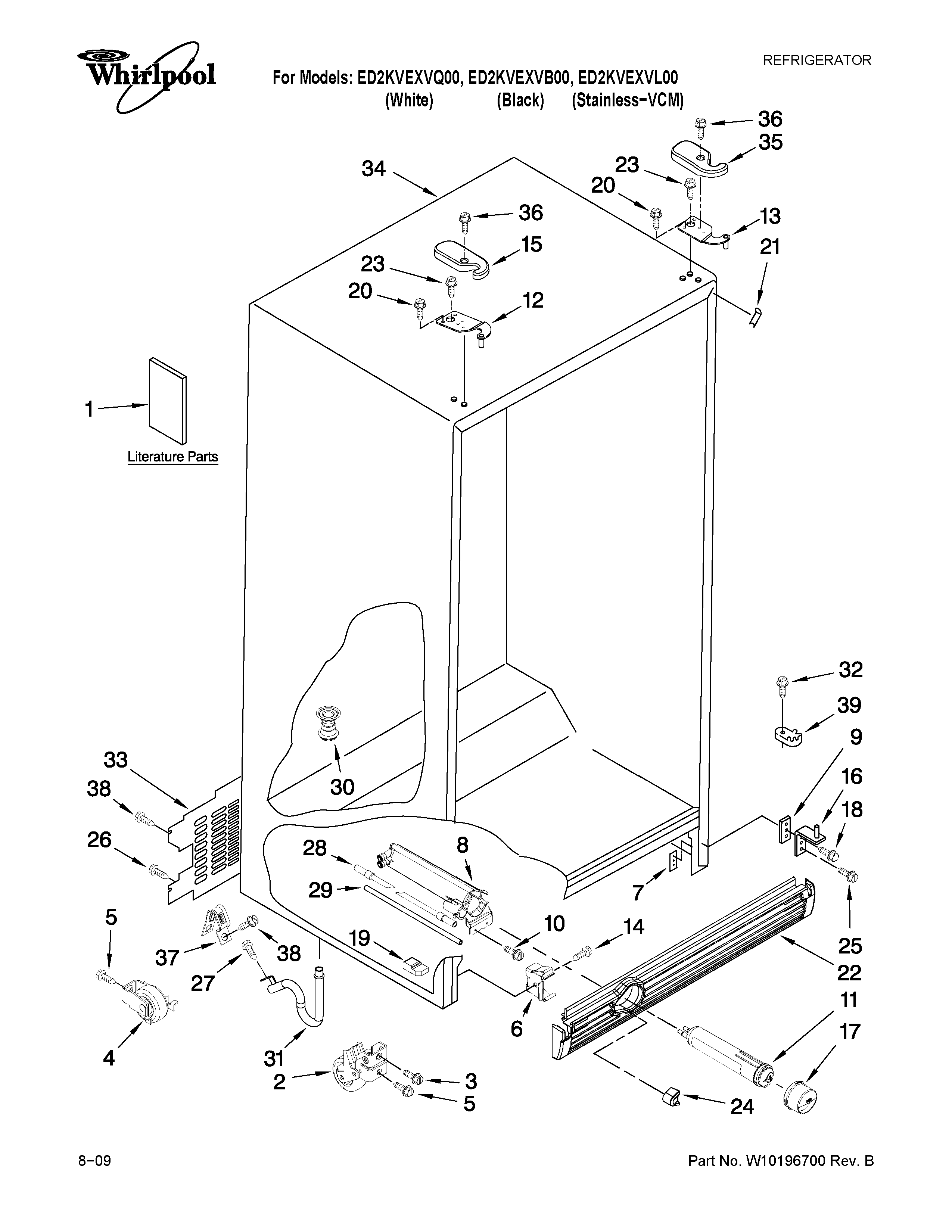 Whirlpool ED2KVEXVQ00 cabinet parts diagram