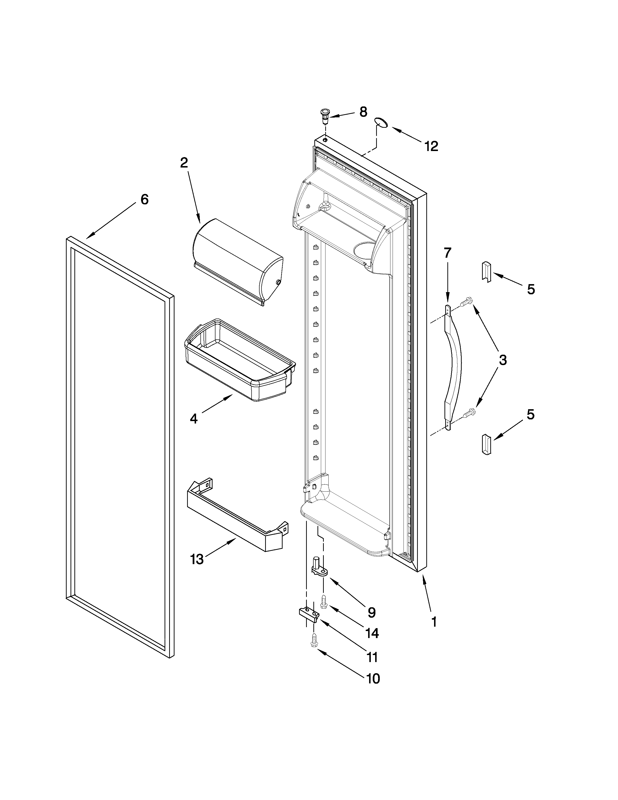 Whirlpool ED2KVEXVQ00 refrigerator door parts diagram