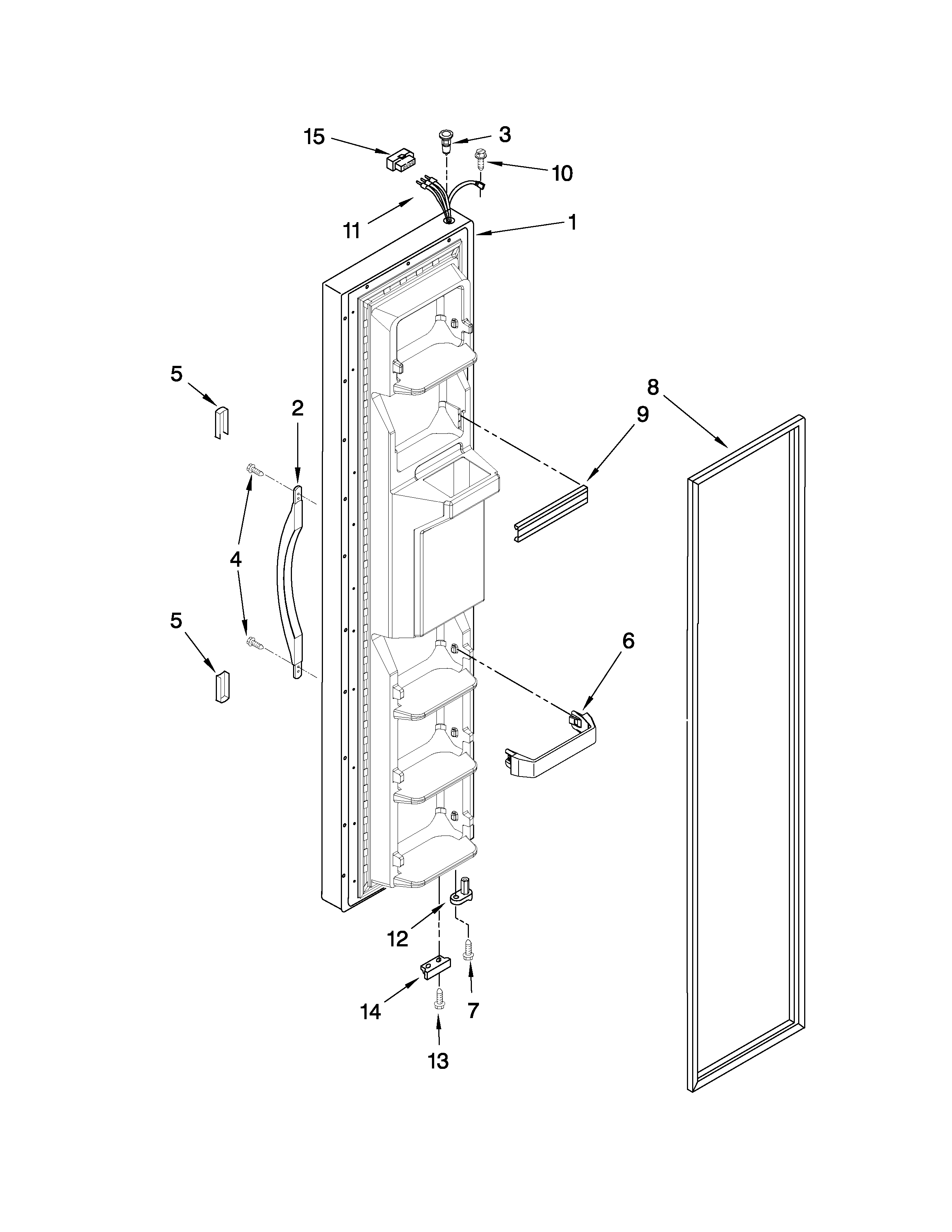 Whirlpool ED2KVEXVQ00 freezer door parts diagram