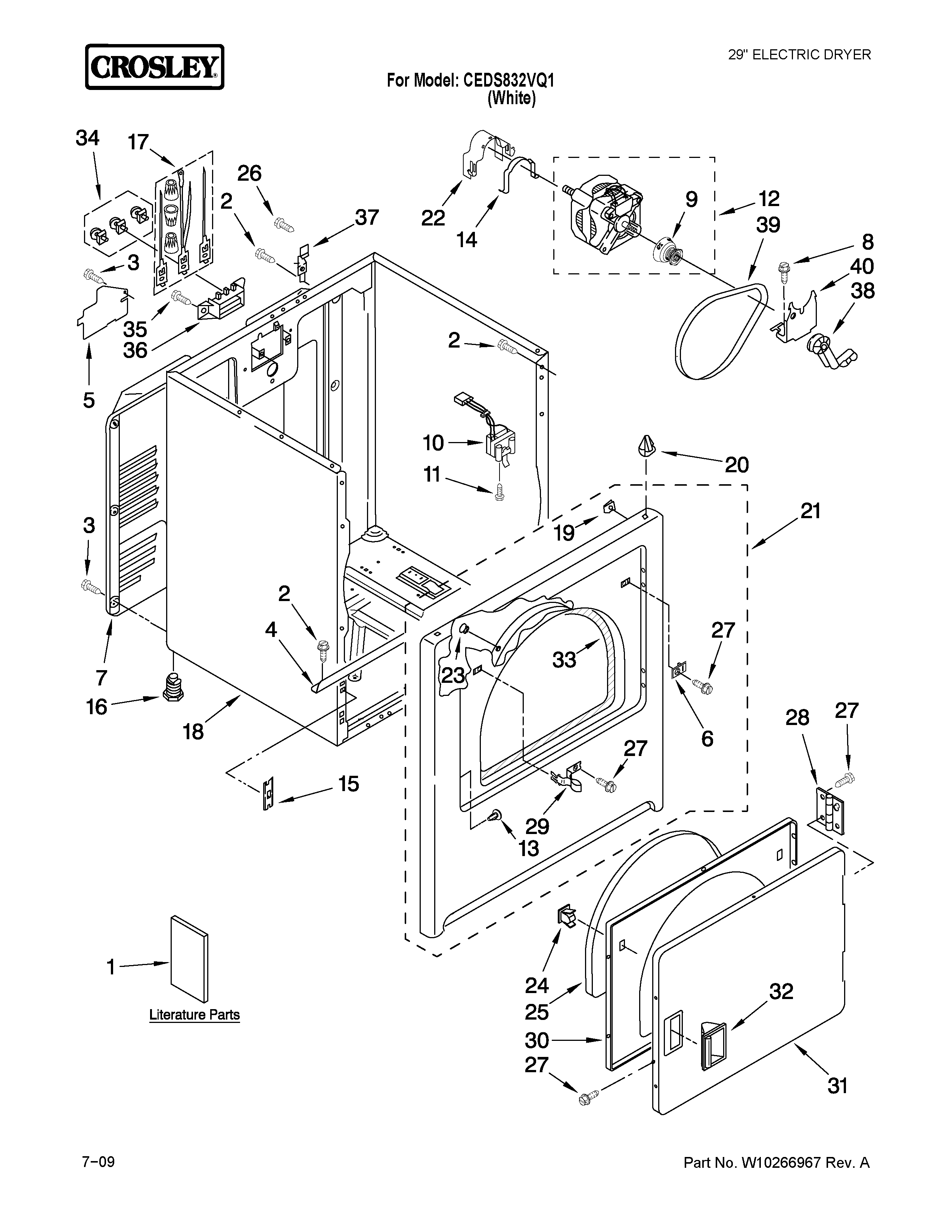 Crosley CEDS832VQ1 cabinet parts diagram