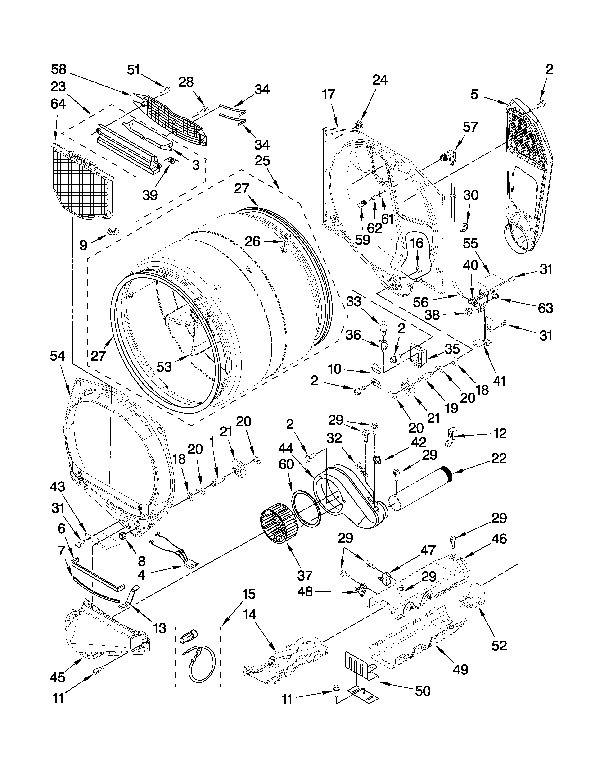Whirlpool YWED9600TA2 bulkhead parts diagram