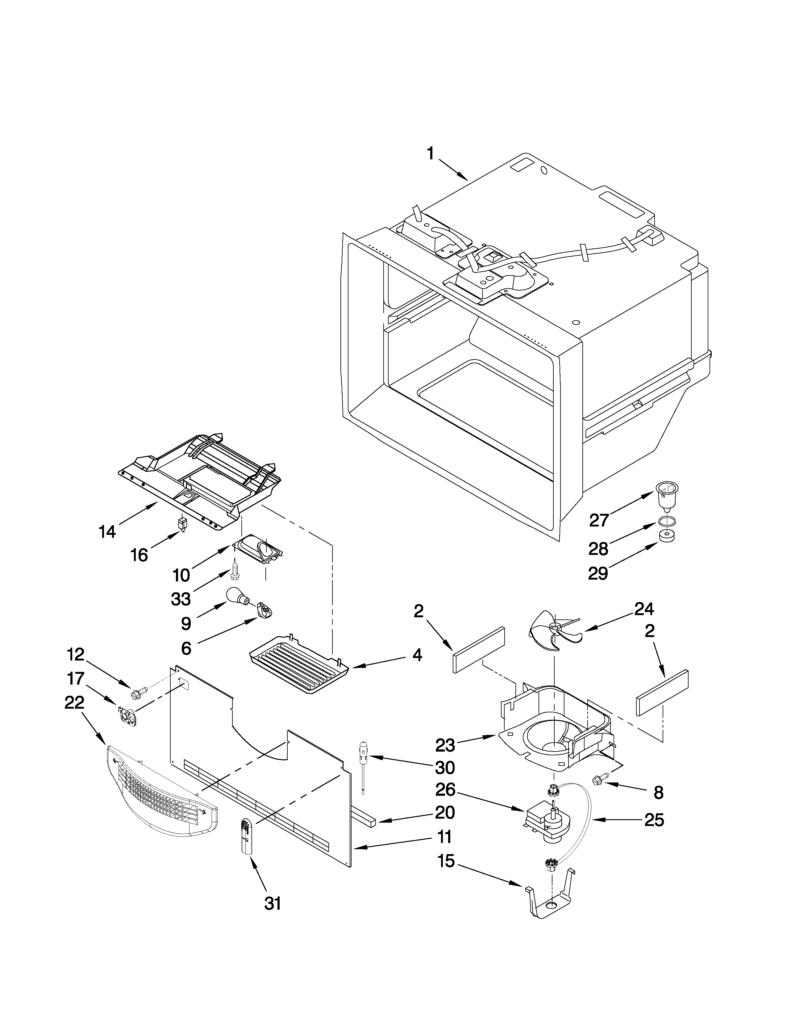 Whirlpool EB9FVBXWQ00 freezer liner parts diagram