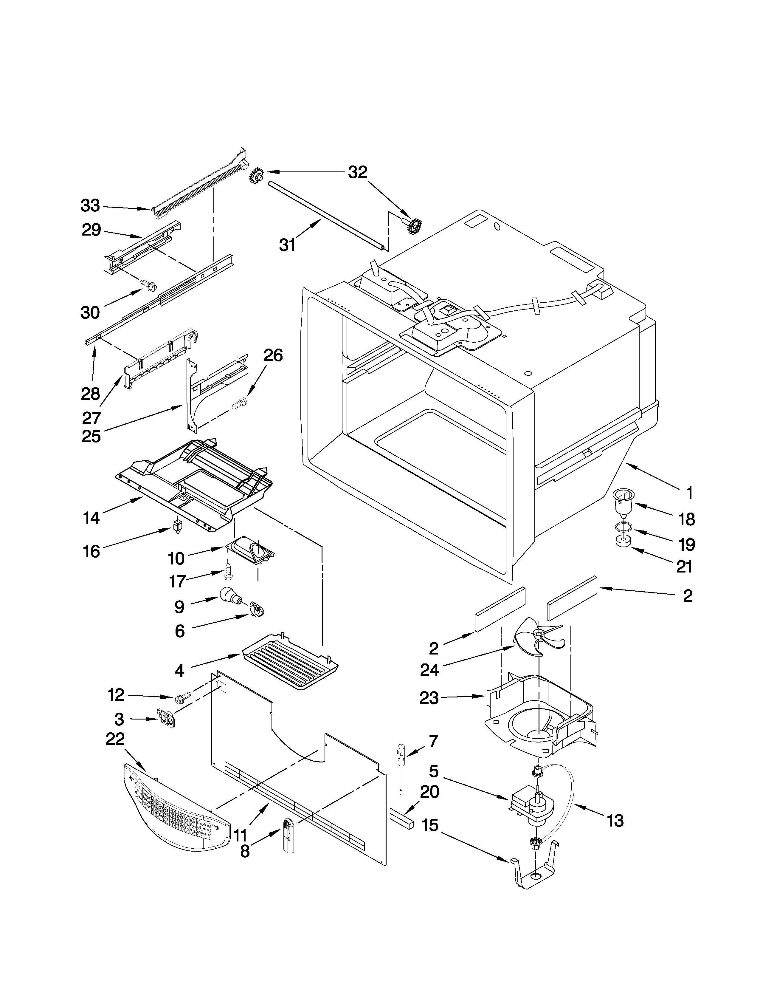 Amana AFB2234WES2 freezer liner parts diagram