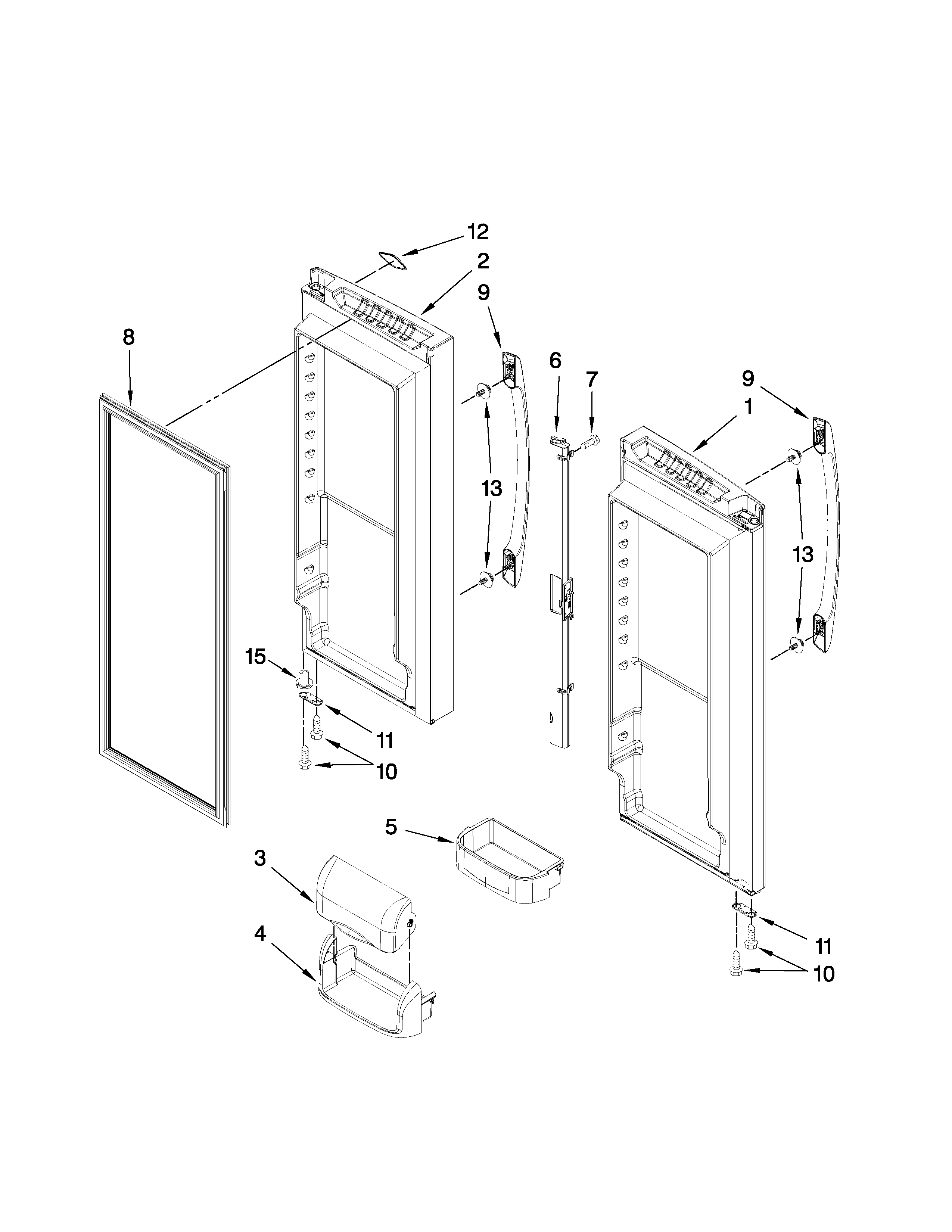 Amana AFB2234WES2 refrigerator door parts diagram