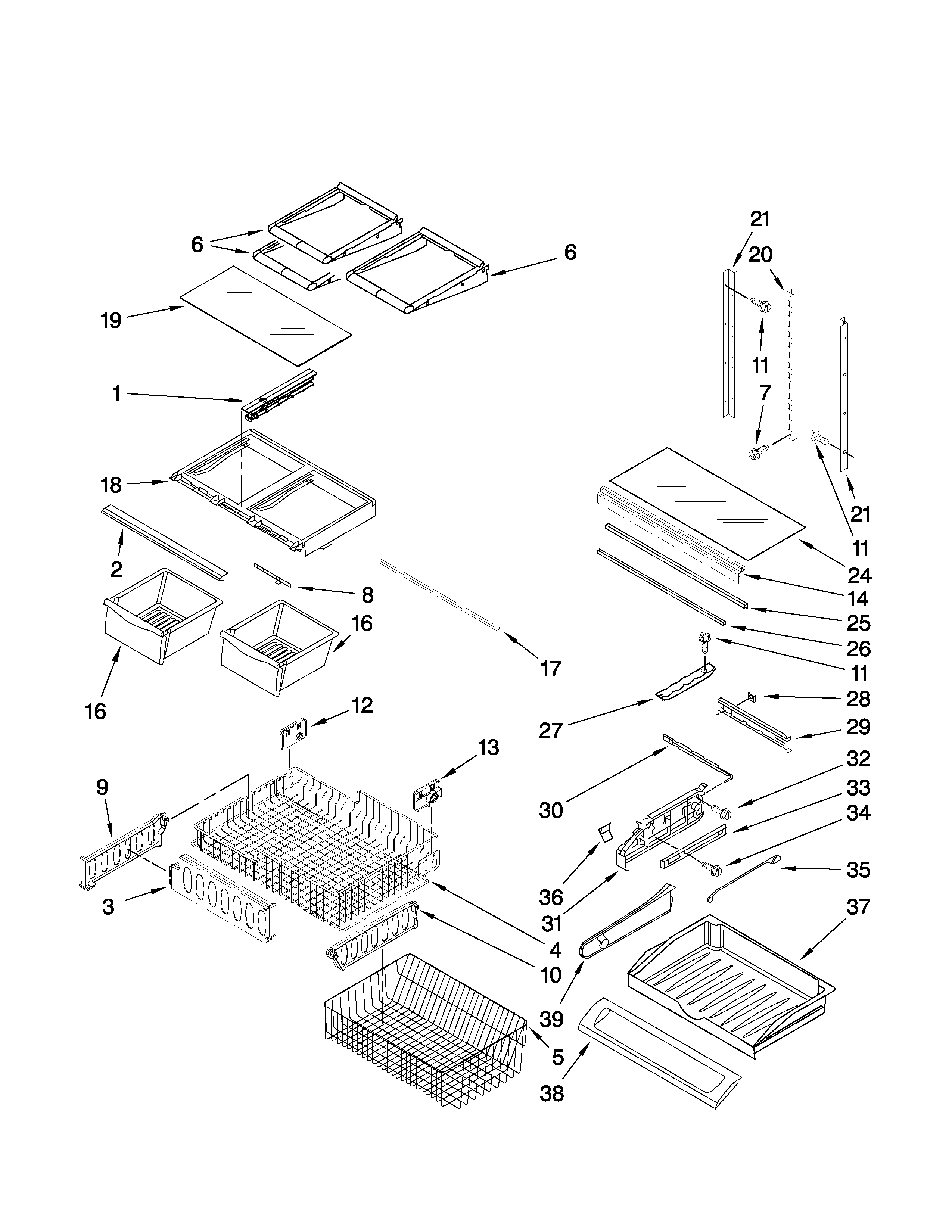 Amana AFB2234WES2 shelf parts diagram