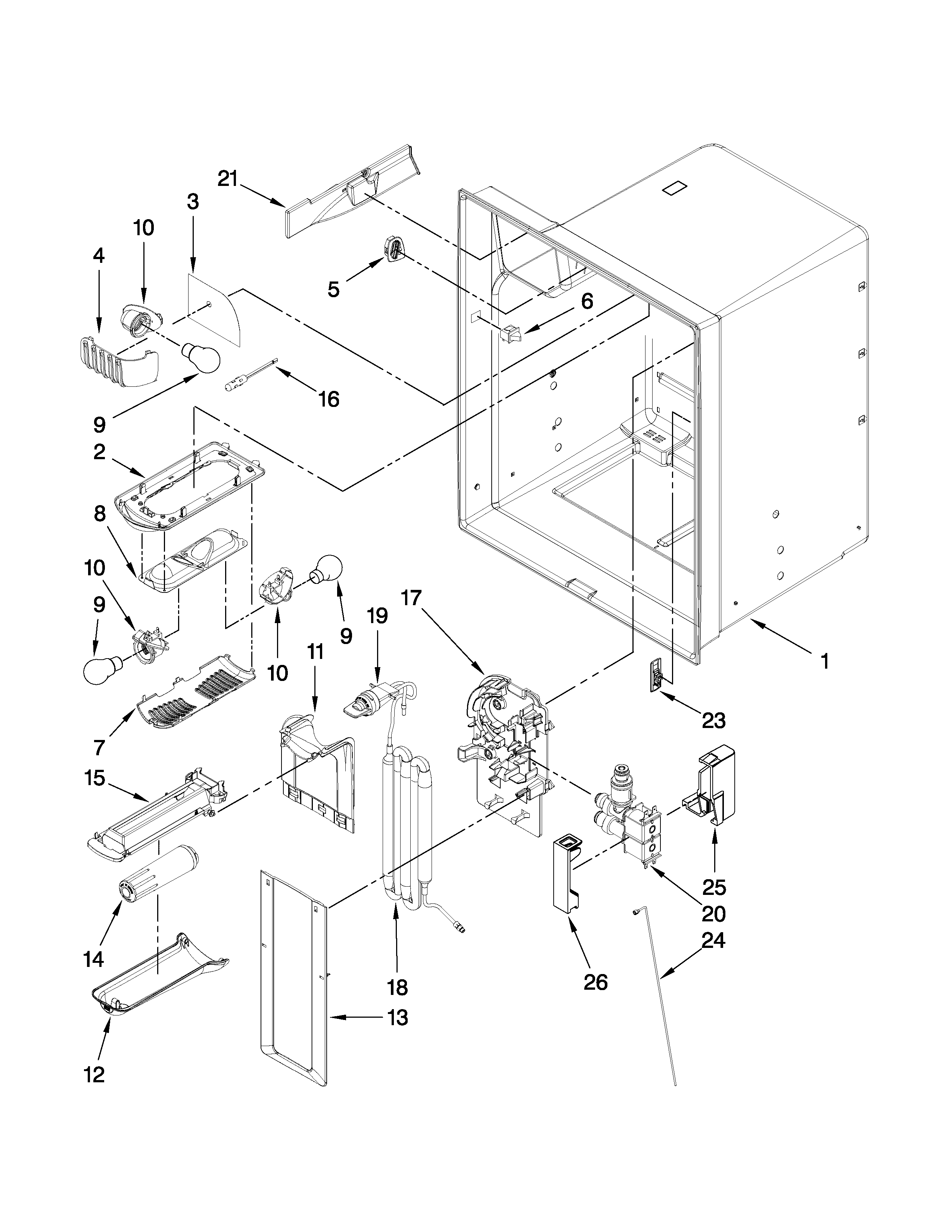 Amana AFI2538AES5 refrigerator liner parts diagram