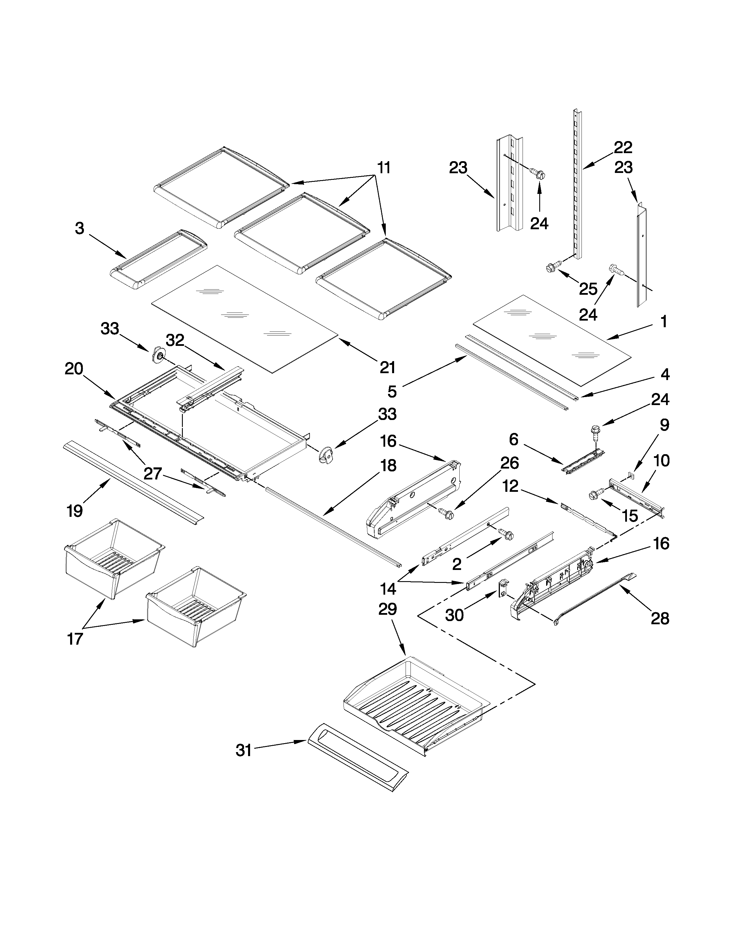 Amana AFI2538AES5 shelf parts diagram