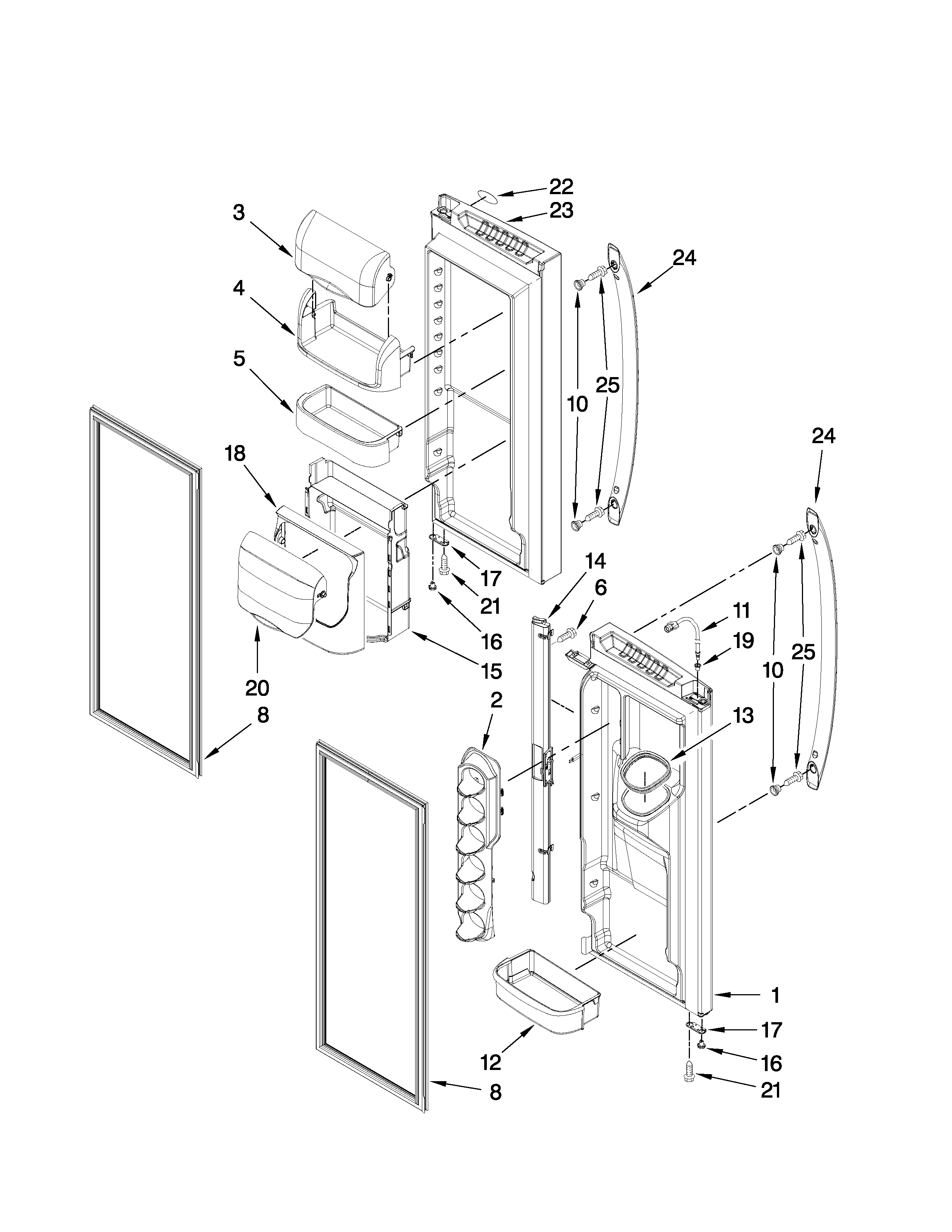 Amana AFI2538AES5 refrigerator door parts diagram