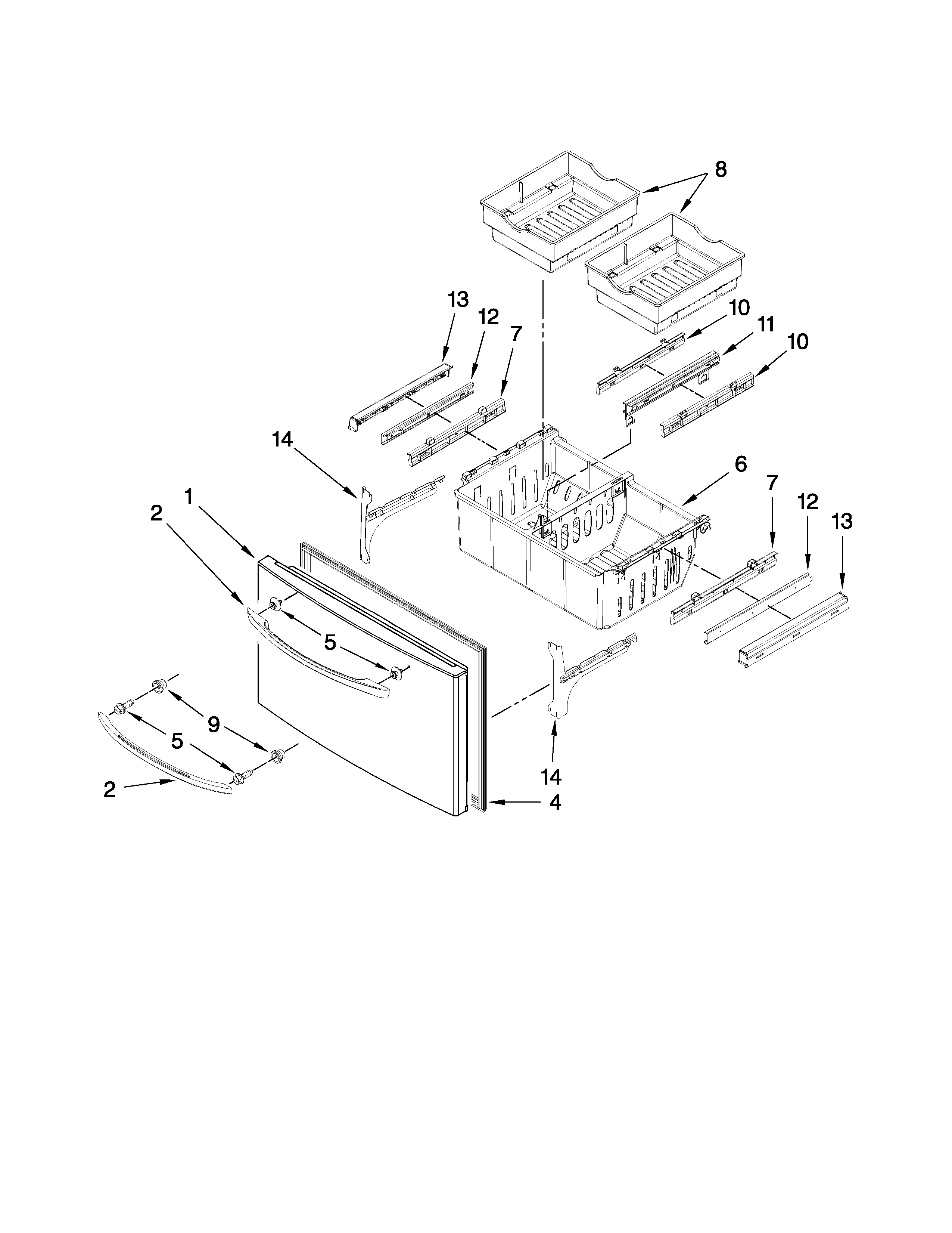 Amana AFI2538AES5 freezer door parts diagram