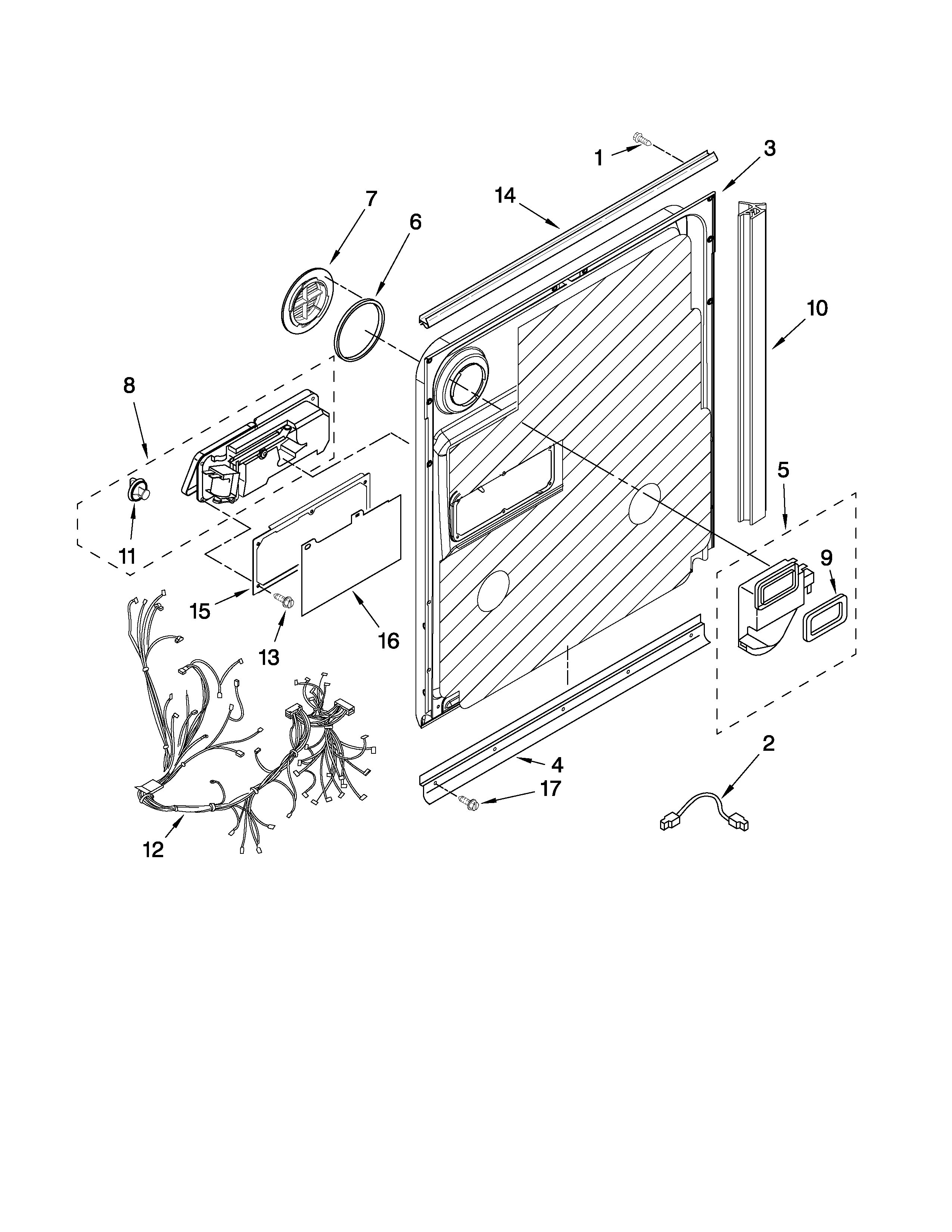 Maytag MDBH979AWW1 door and latch parts diagram