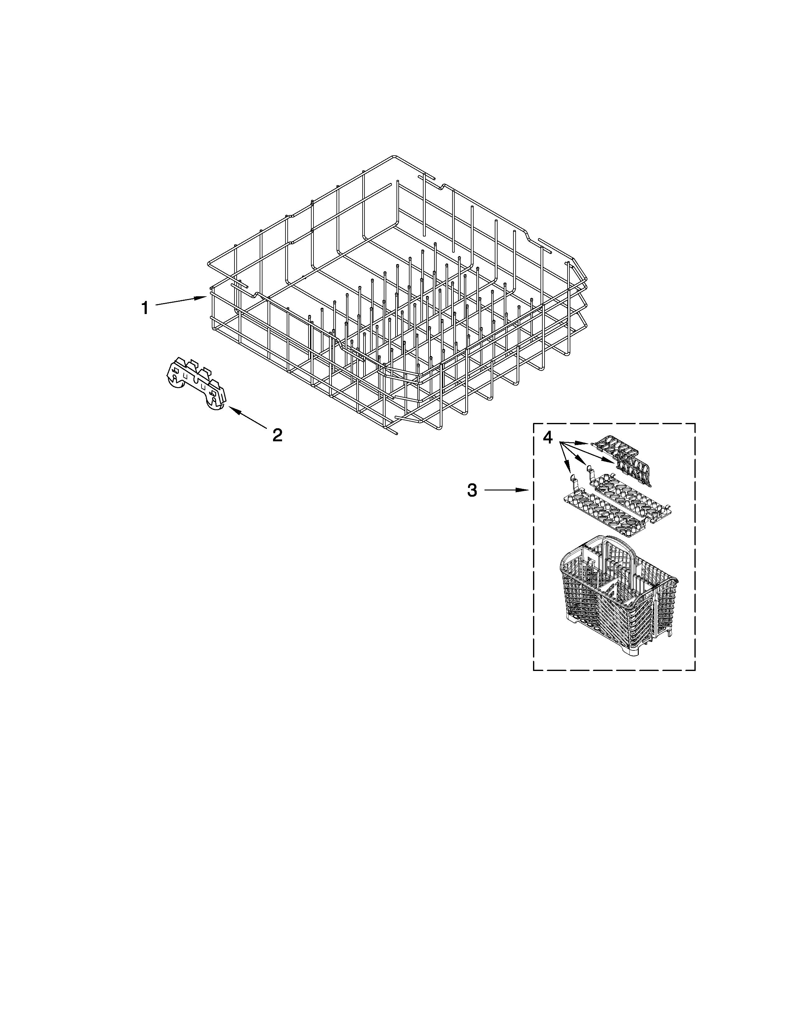 Maytag MDBH979AWW1 lower rack parts diagram
