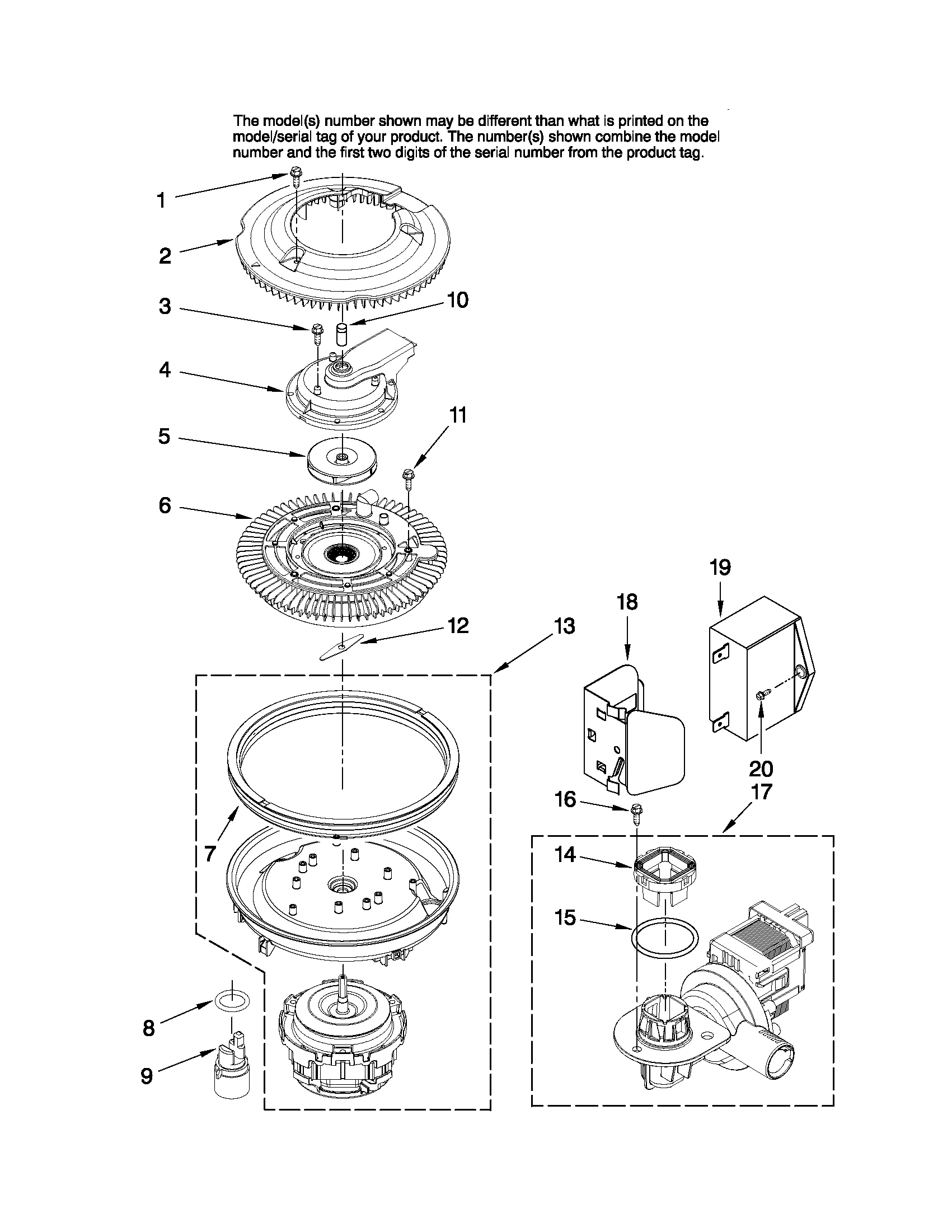 Maytag MDBH968AWS2 pump and motor parts diagram