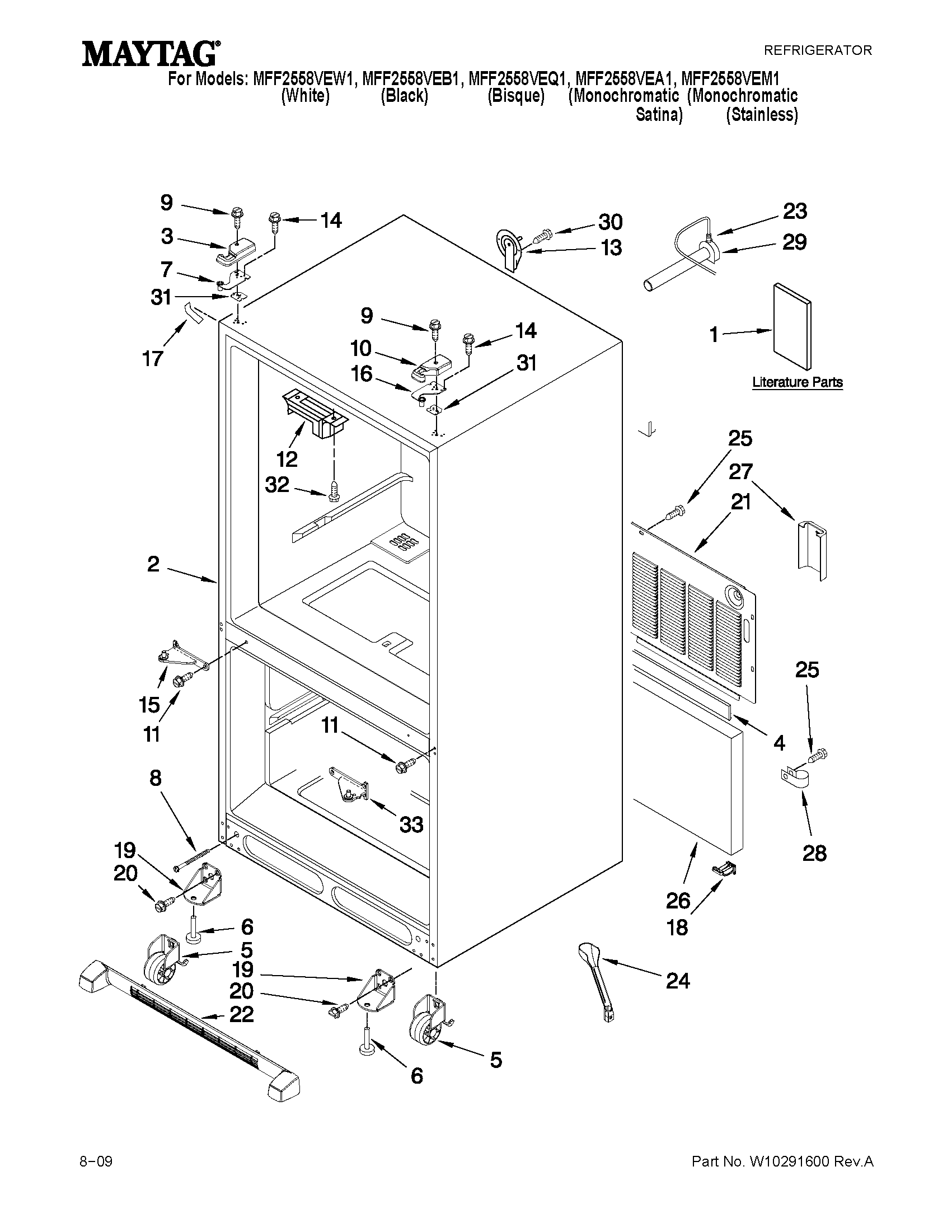 Maytag MFF2558VEB1 cabinet parts diagram