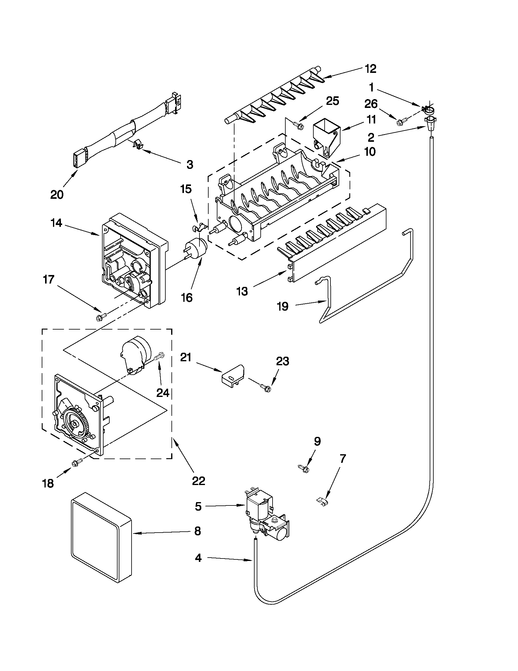 Maytag M0RXEMMWM00 icemaker parts diagram