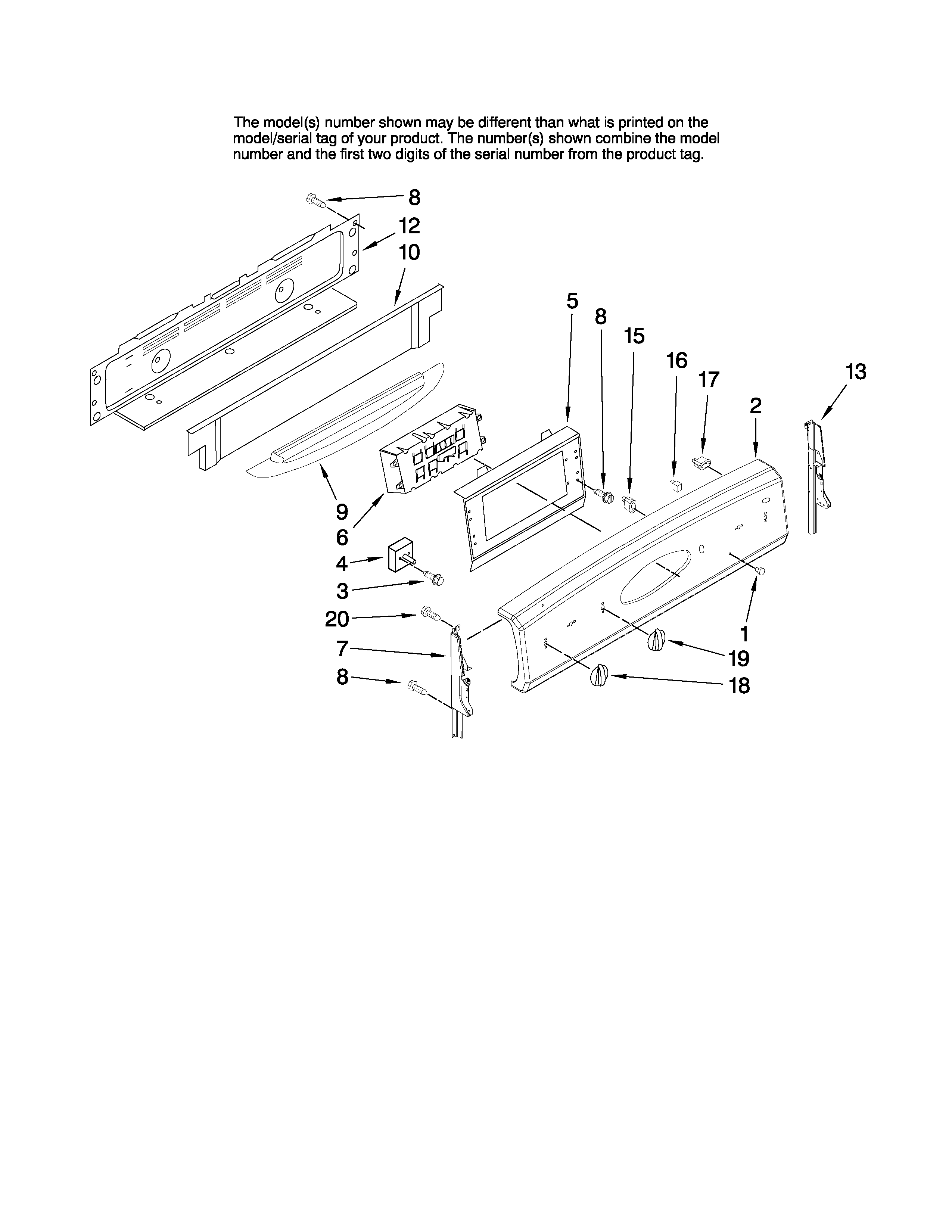 Maytag MER5775RAQ1 control panel parts diagram