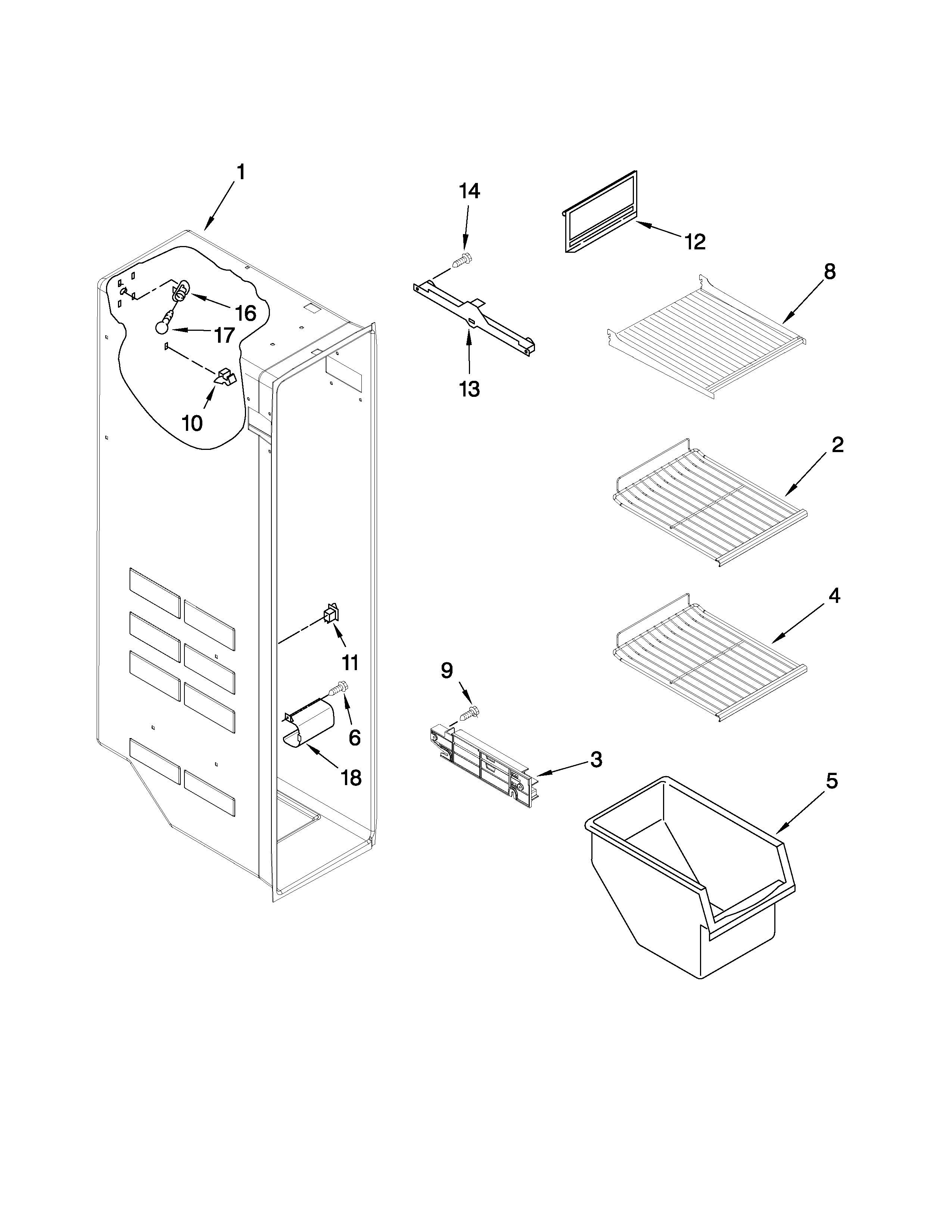 Amana ASD2524VES02 freezer liner parts diagram