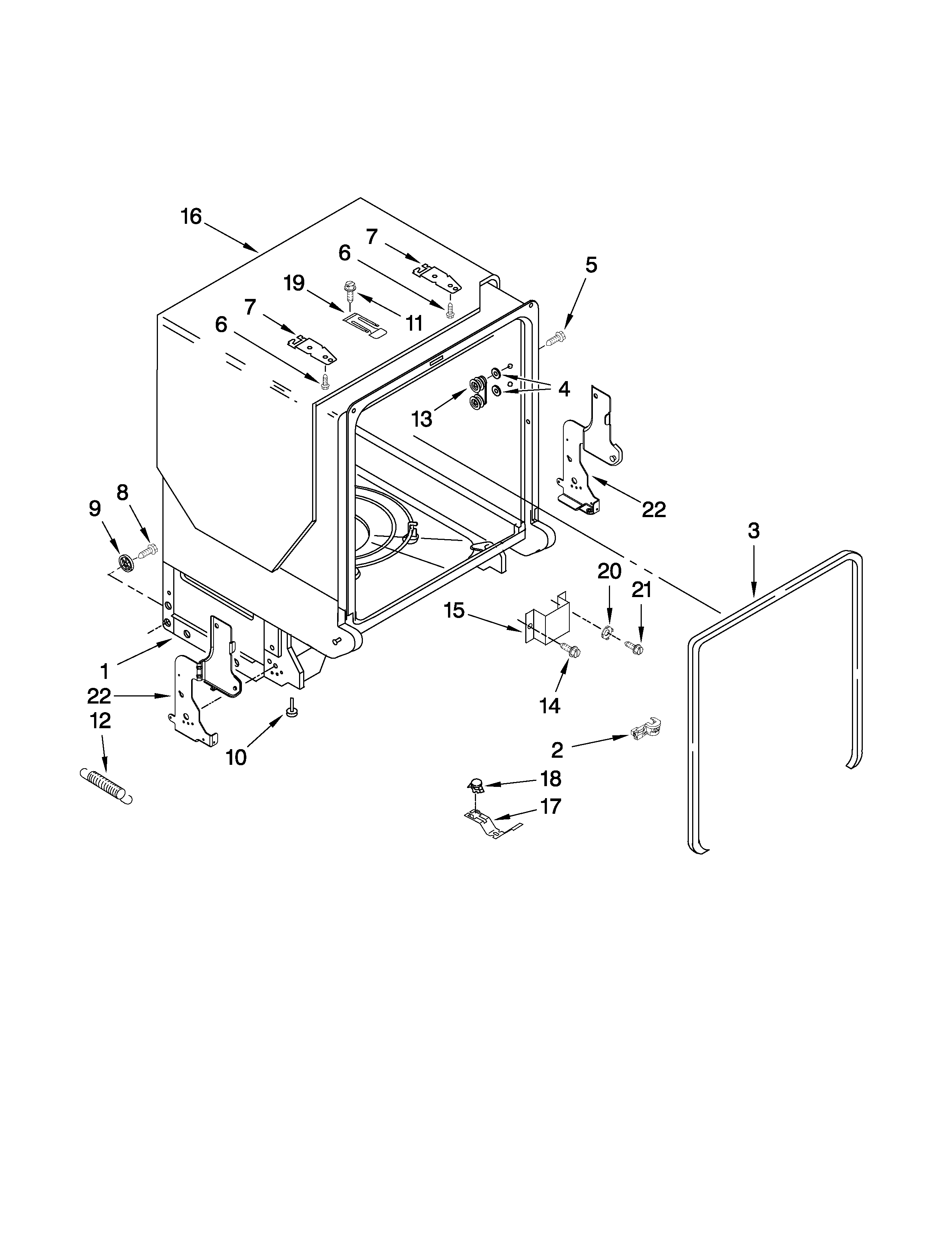 Maytag MDBH949AWB0 tub and diagram