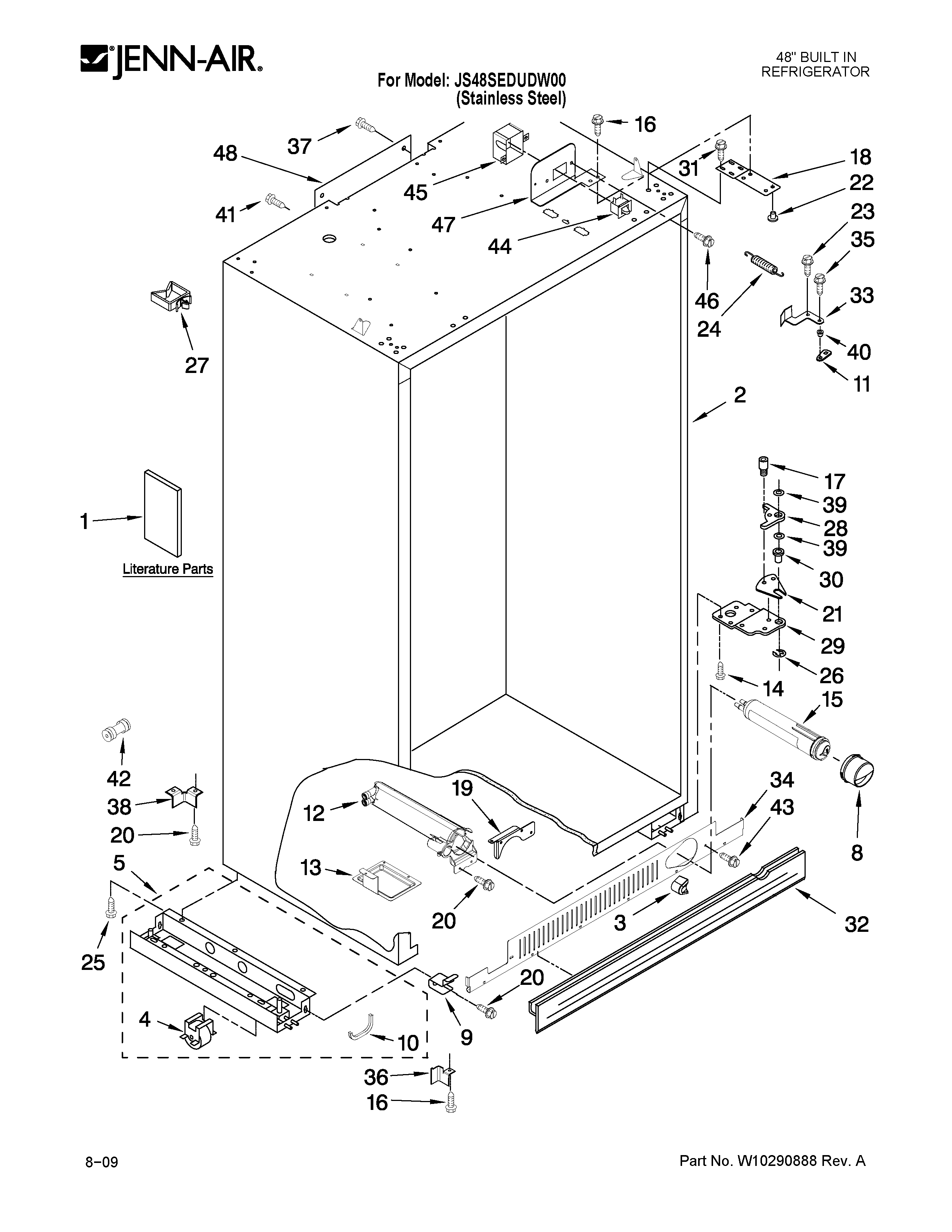 Jenn-Air JS48SEDUDW00 cabinet parts diagram