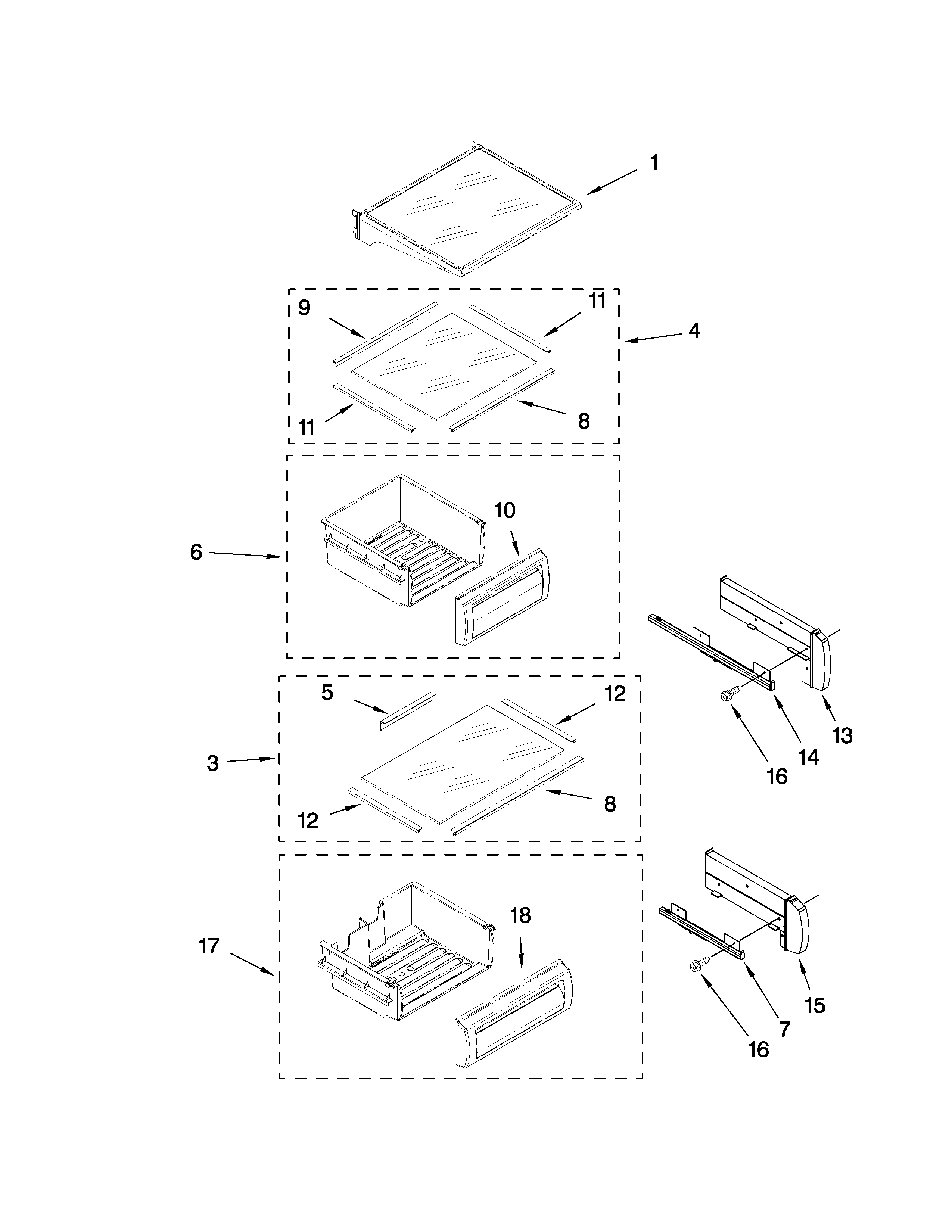Jenn-Air JS48SEDUDW00 refrigerator shelf parts diagram
