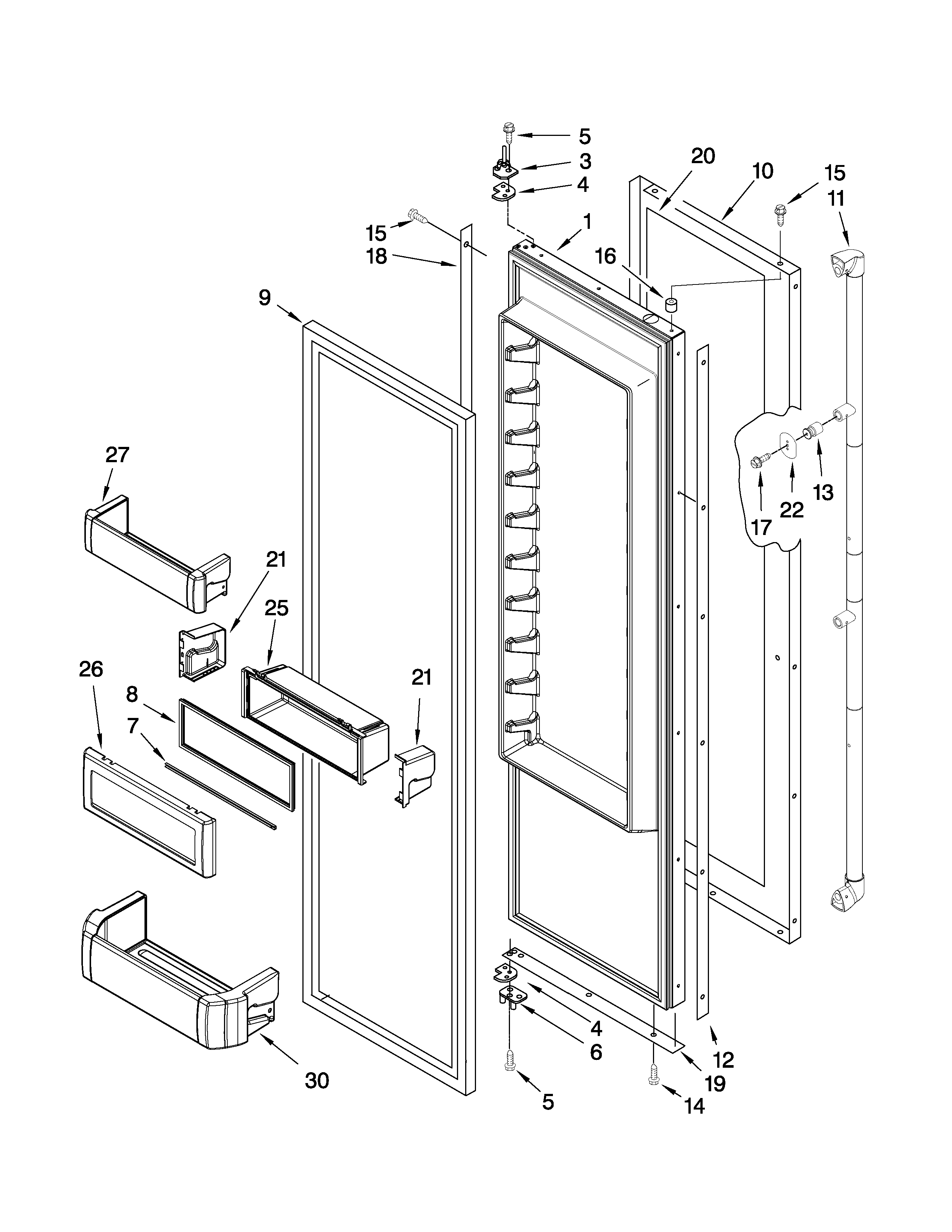Jenn-Air JS48SEDUDW00 refrigerator door parts diagram