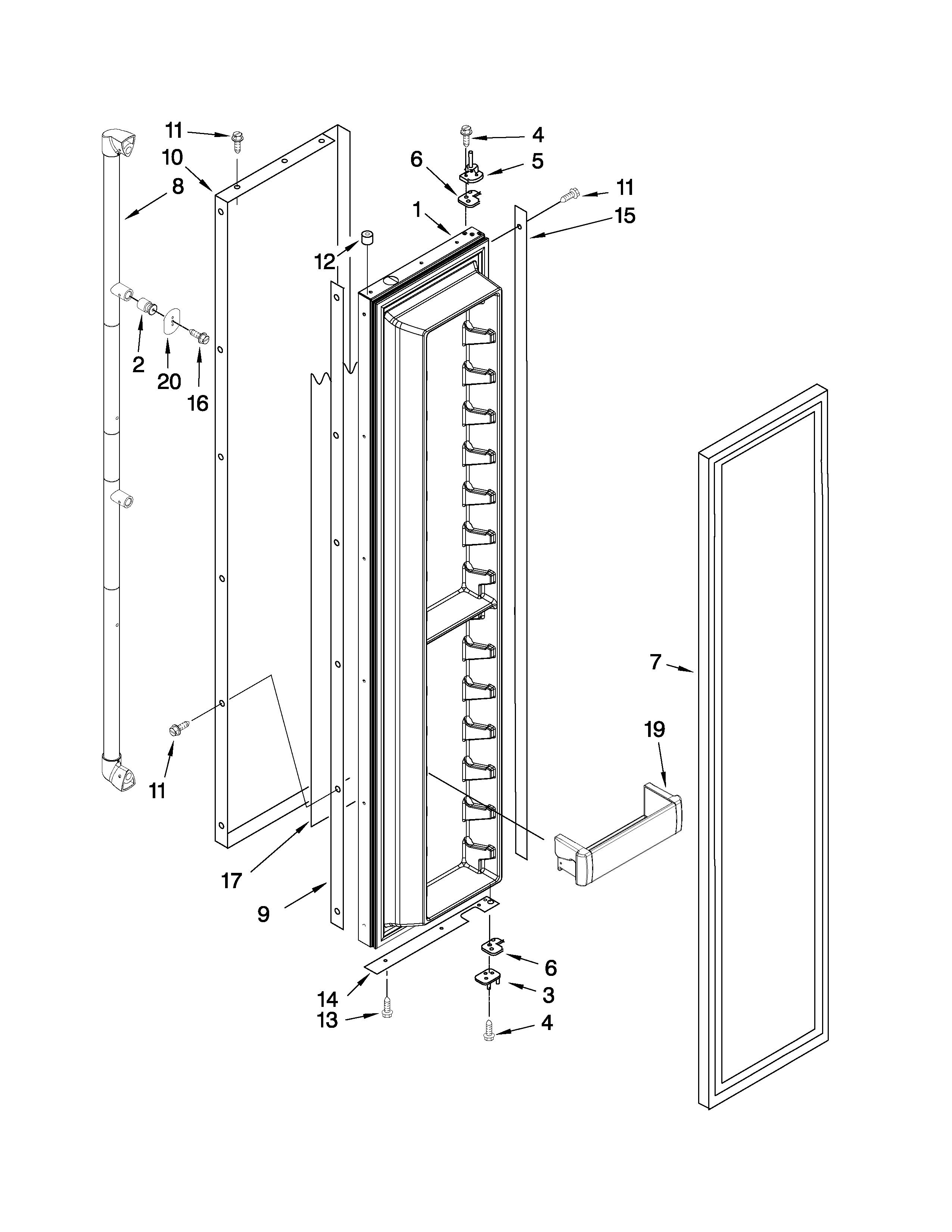 Jenn-Air JS48SEDUDW00 freezer door parts diagram