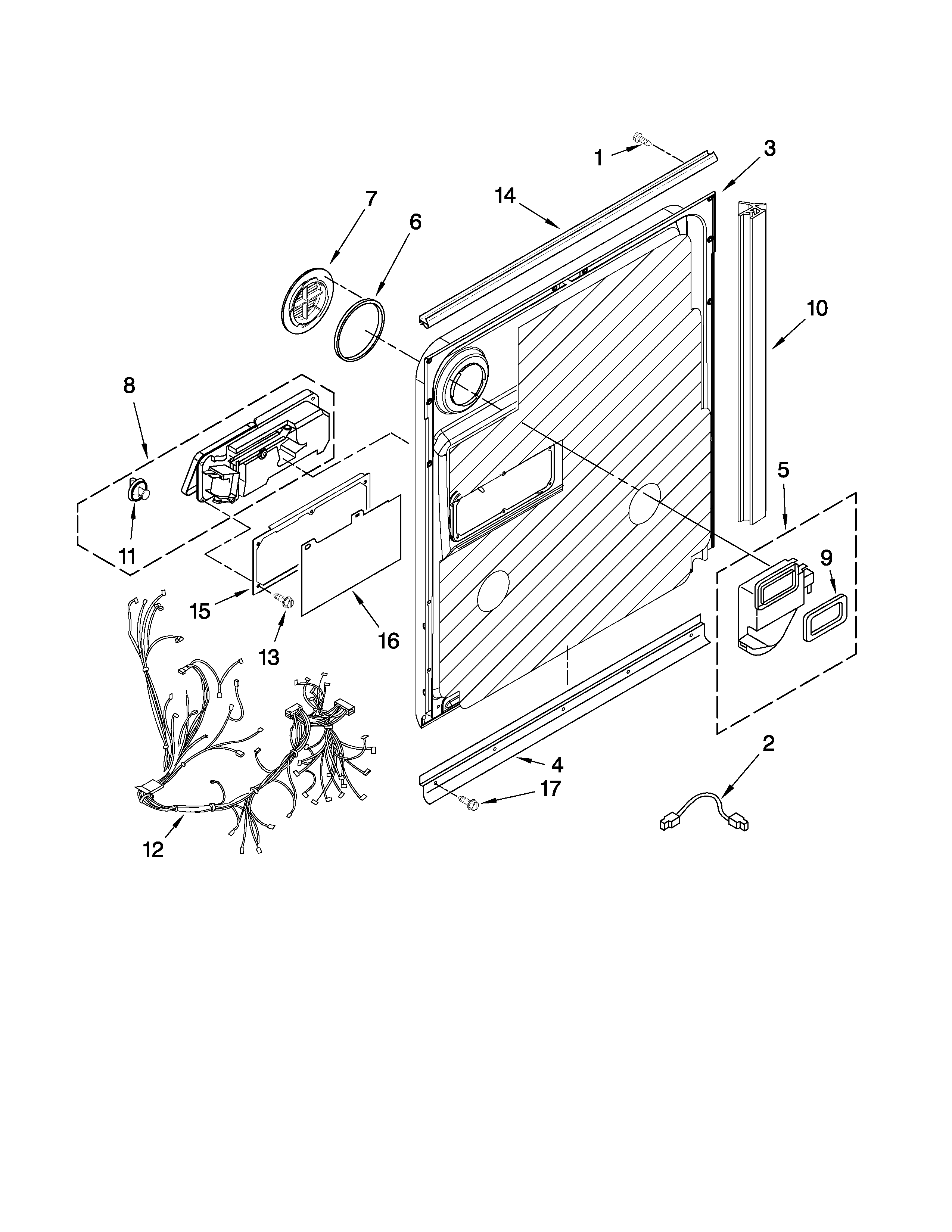 Maytag MDBH989AWW1 door and latch parts diagram