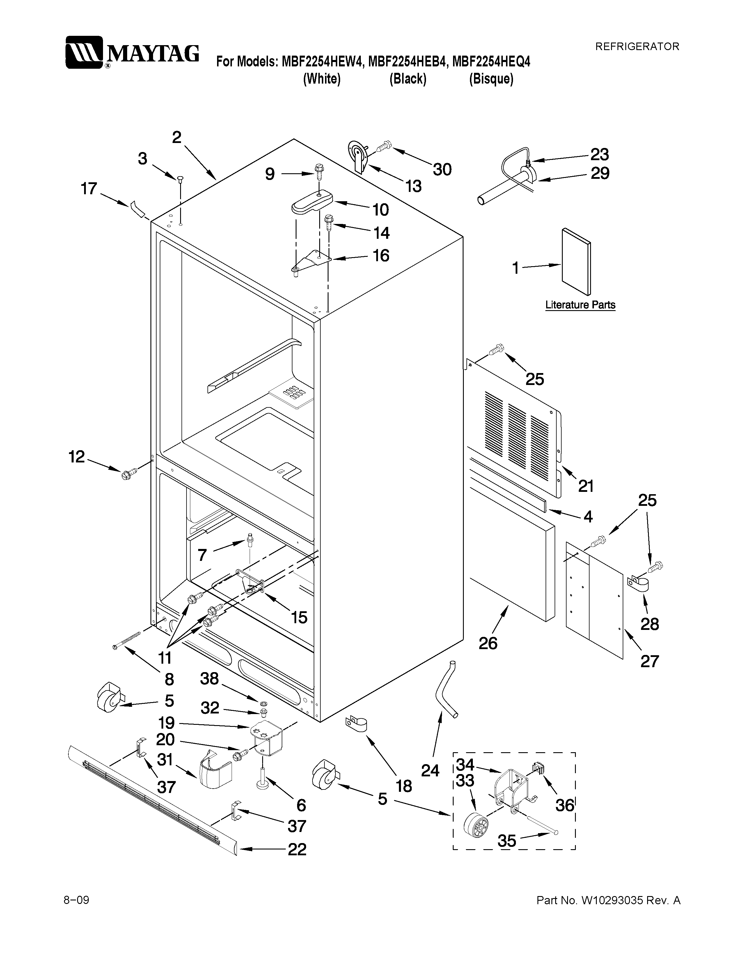 Maytag MBF2254HEW4 cabinet parts diagram