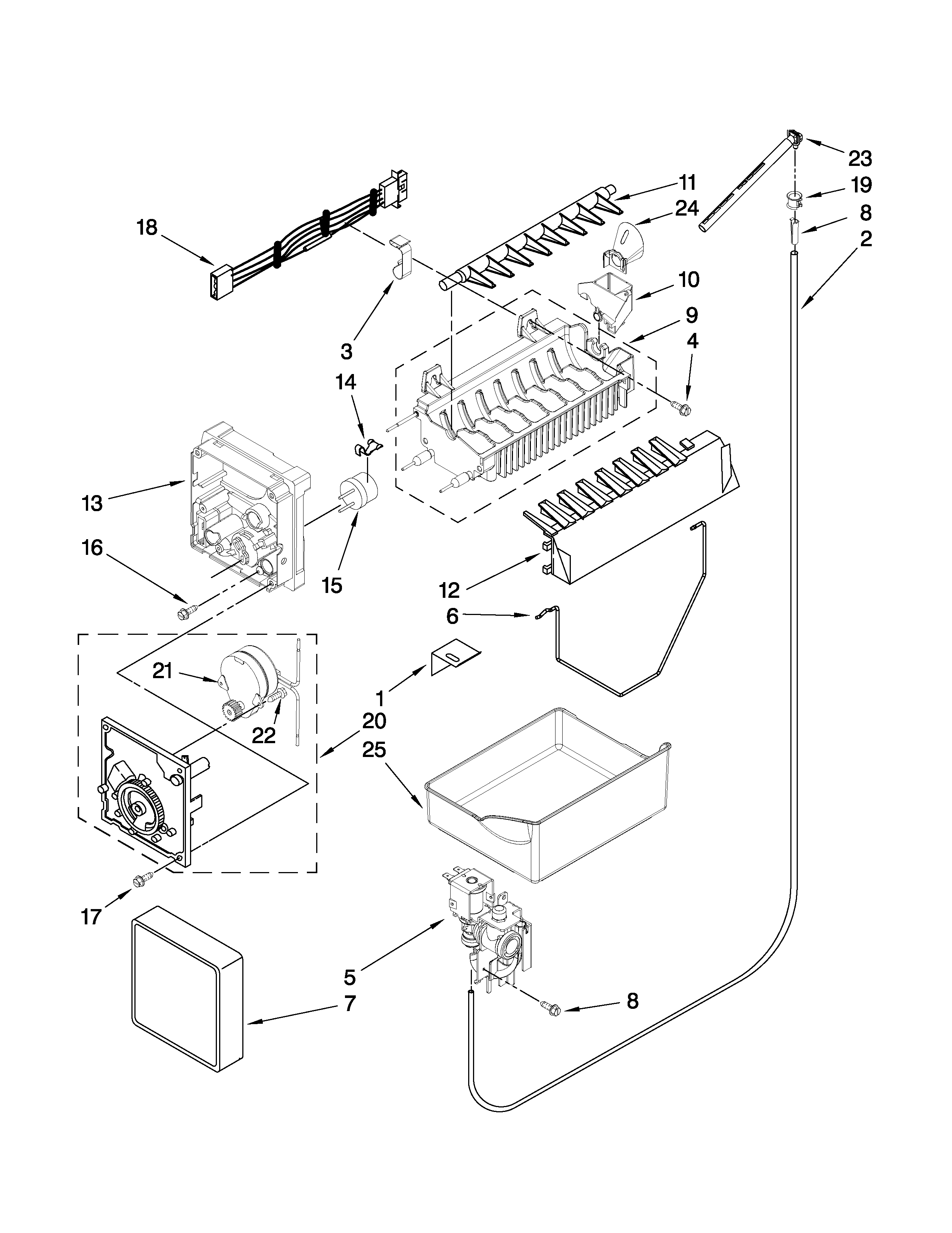 Maytag MBF2254HEW4 icemaker parts diagram