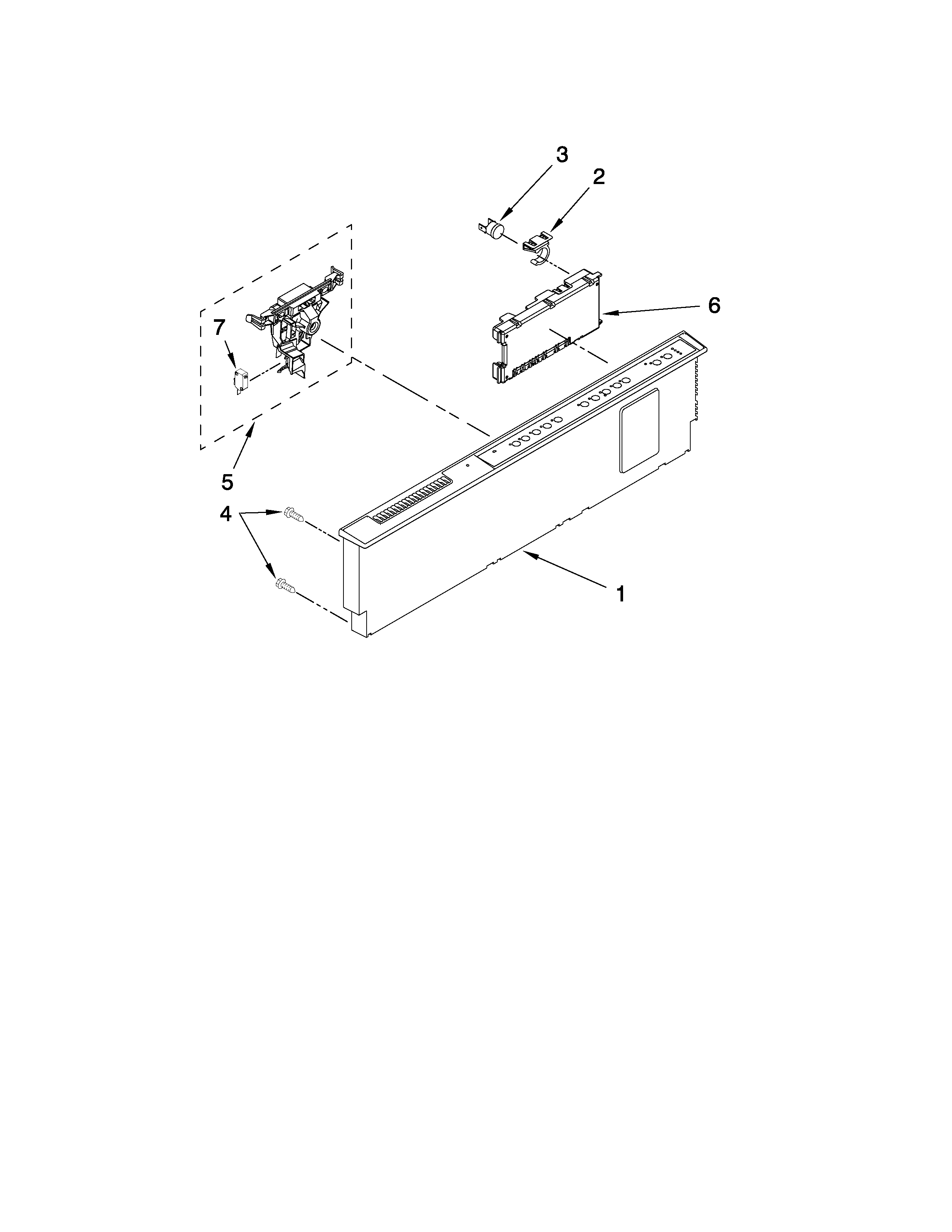 KitchenAid KUDT03FTWH1 control panel parts diagram